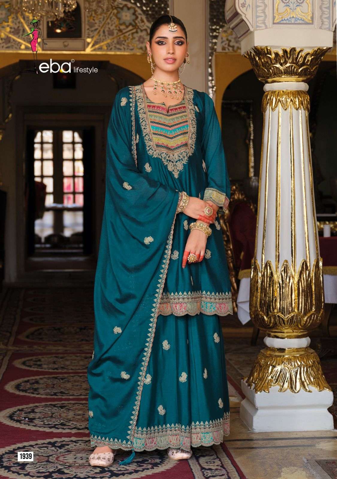 EBA LIFESTYLLE RIVAA HEAVY EMBROIDERY DESIGNER FESTIVE WEAR LADIES SUIT