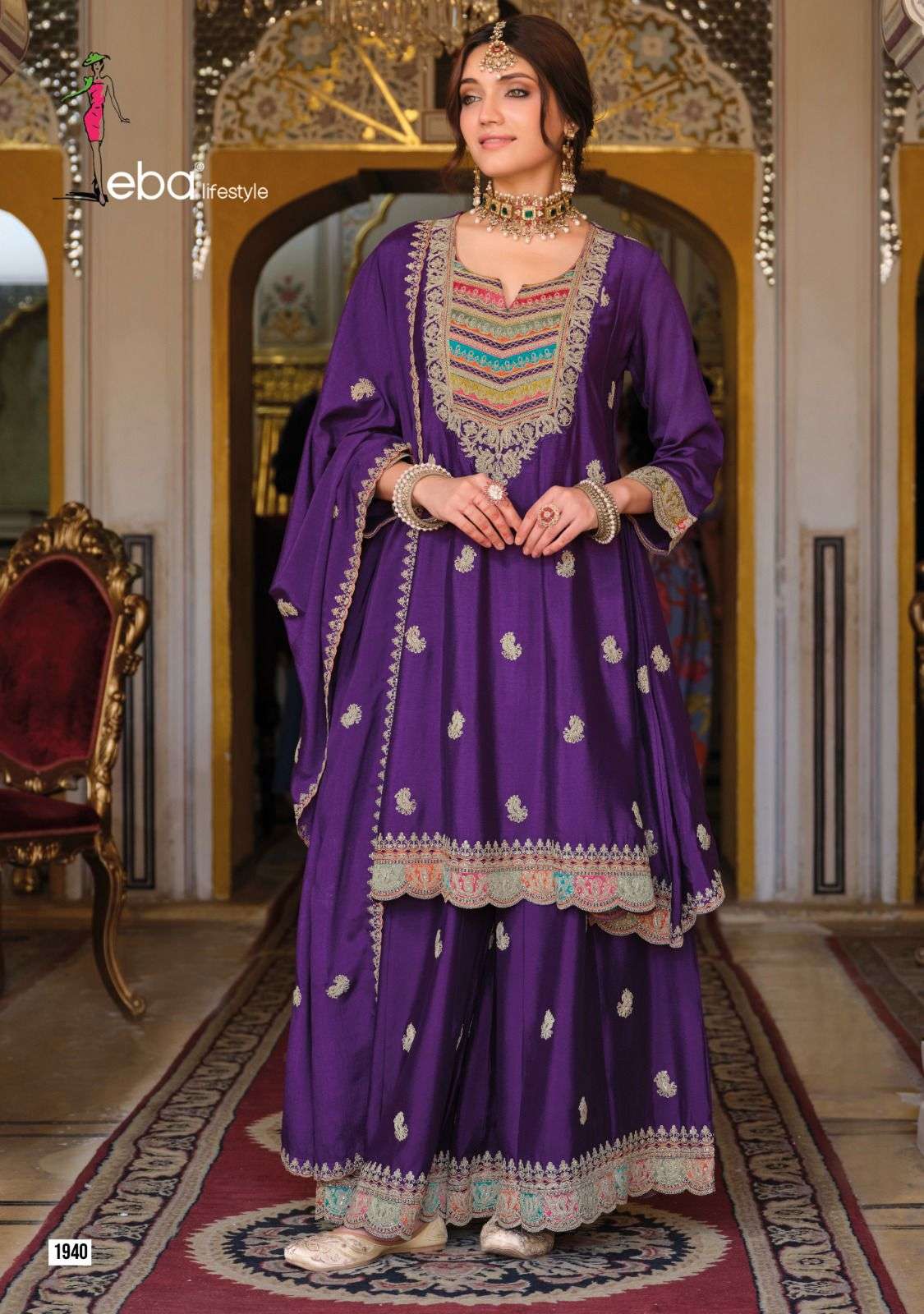 EBA LIFESTYLLE RIVAA HEAVY EMBROIDERY DESIGNER FESTIVE WEAR LADIES SUIT