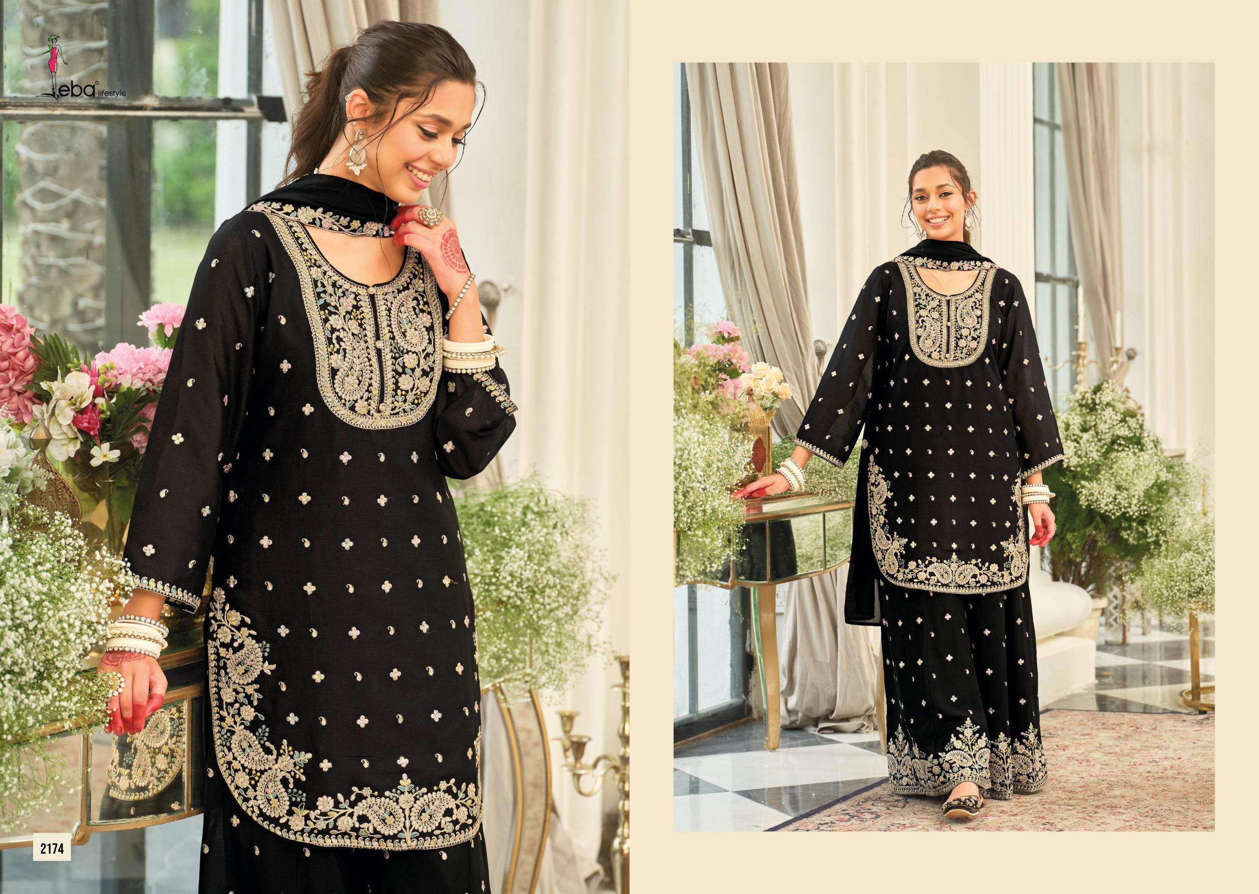 EBA LIFESTYLLE SAAJ BLACK AND WHITE HEAVY EMBROIDERY DESIGNER PARTY WEAR LADIES SUIT