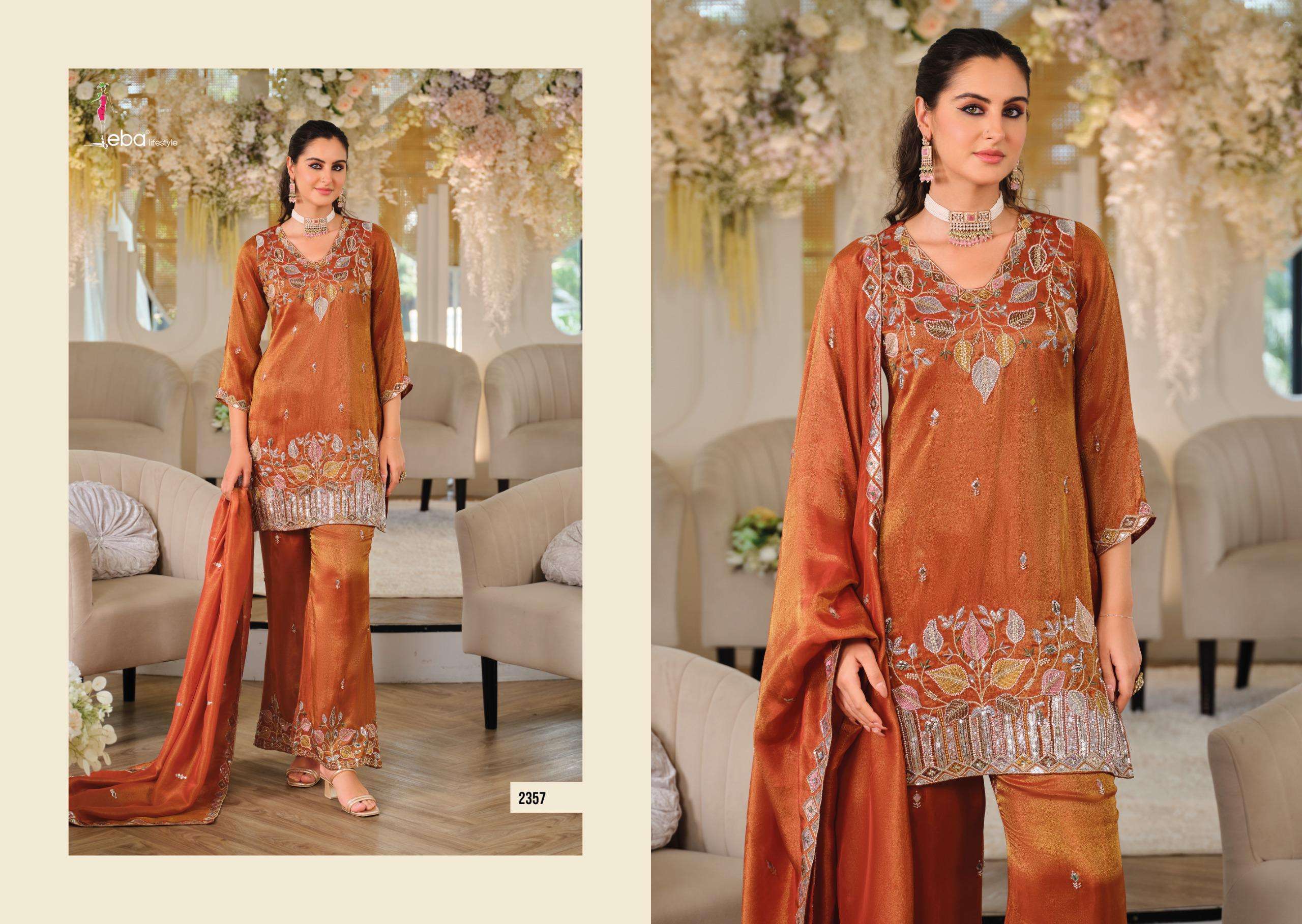 EBA LIFESTYLLE ZEENAT SIMER FABRIC BEAUTIFUL DESIGNER PARTY WEAR LADIES SUIT
