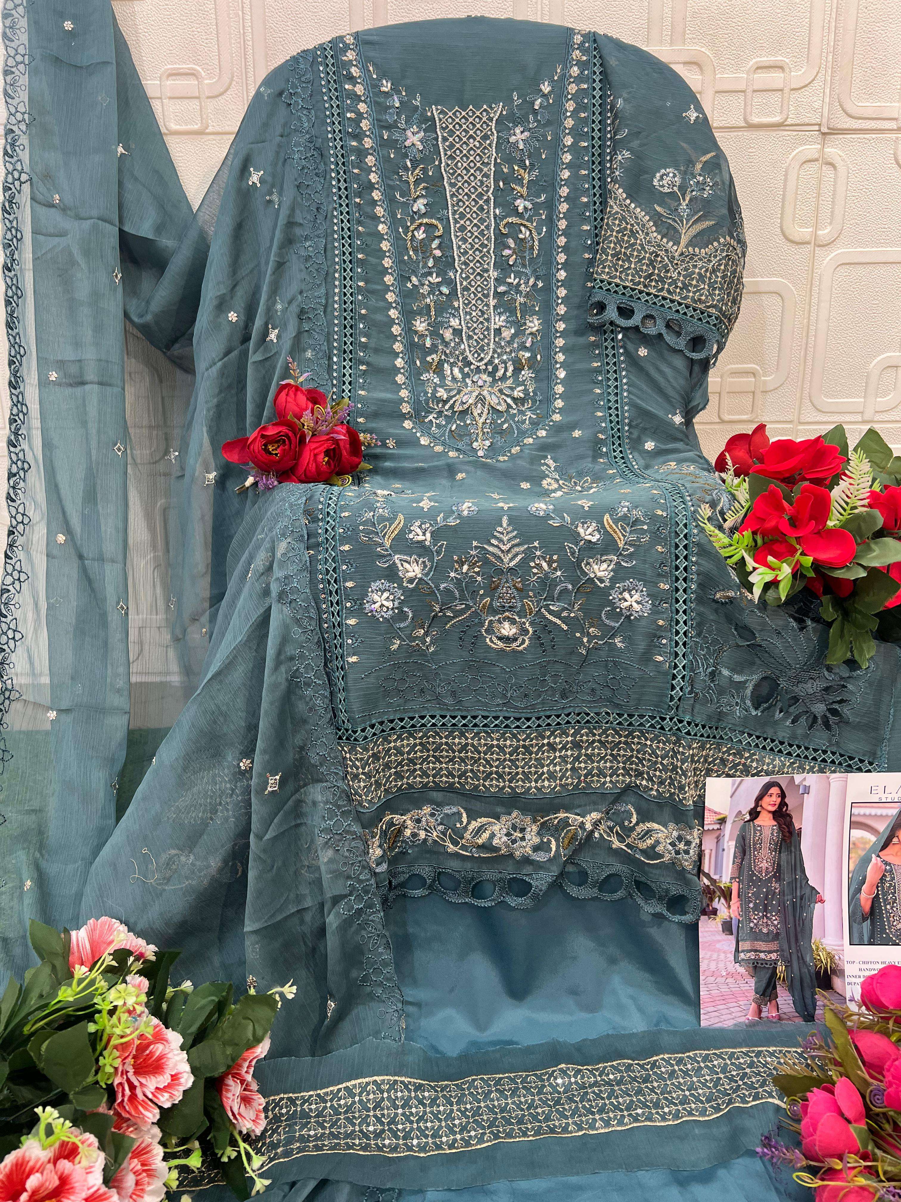 ELAN STUDIO E 10 CHIFFON HEAVY EMBROIDERED PAKISTANI SUIT