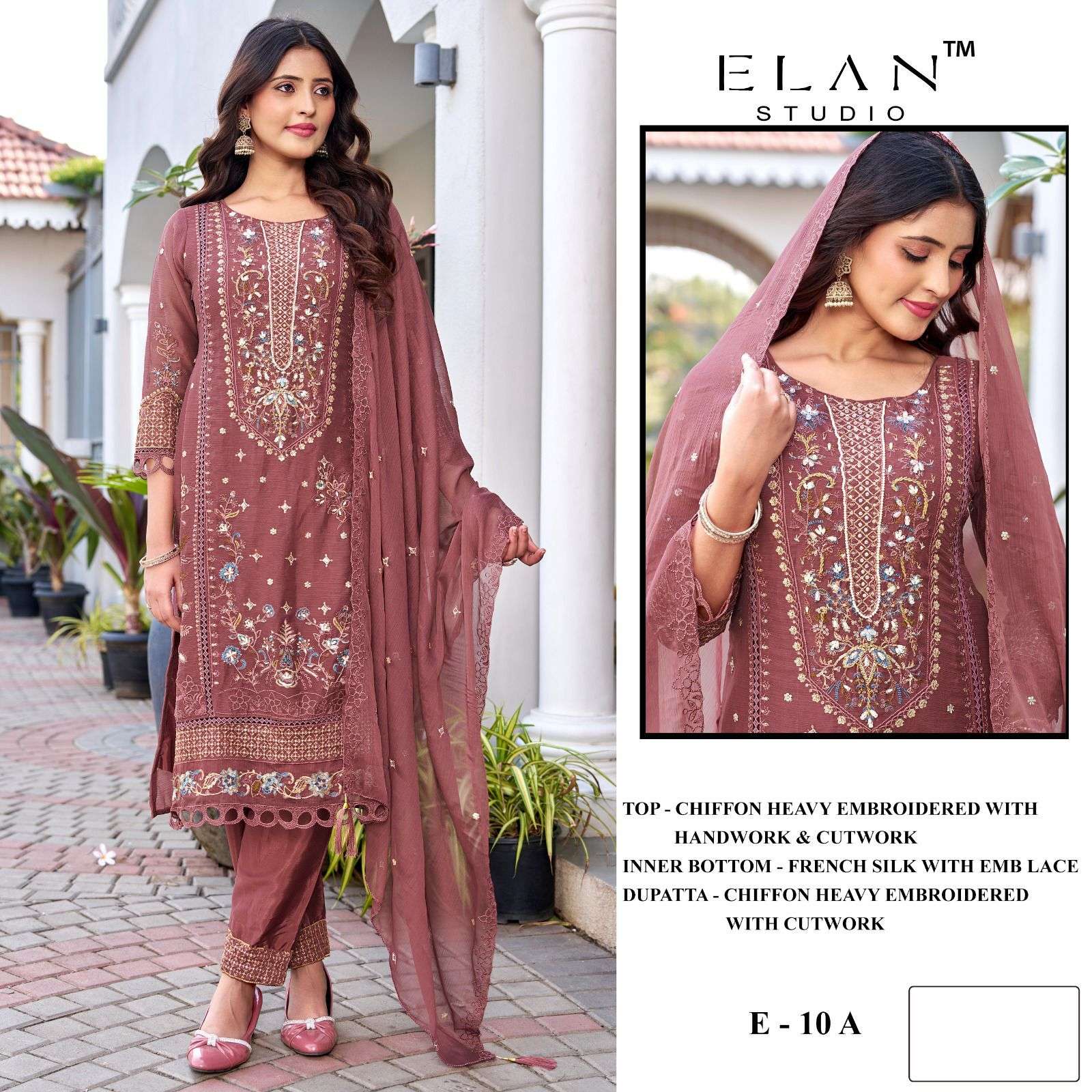 ELAN STUDIO E 10 CHIFFON HEAVY EMBROIDERED PAKISTANI SUIT