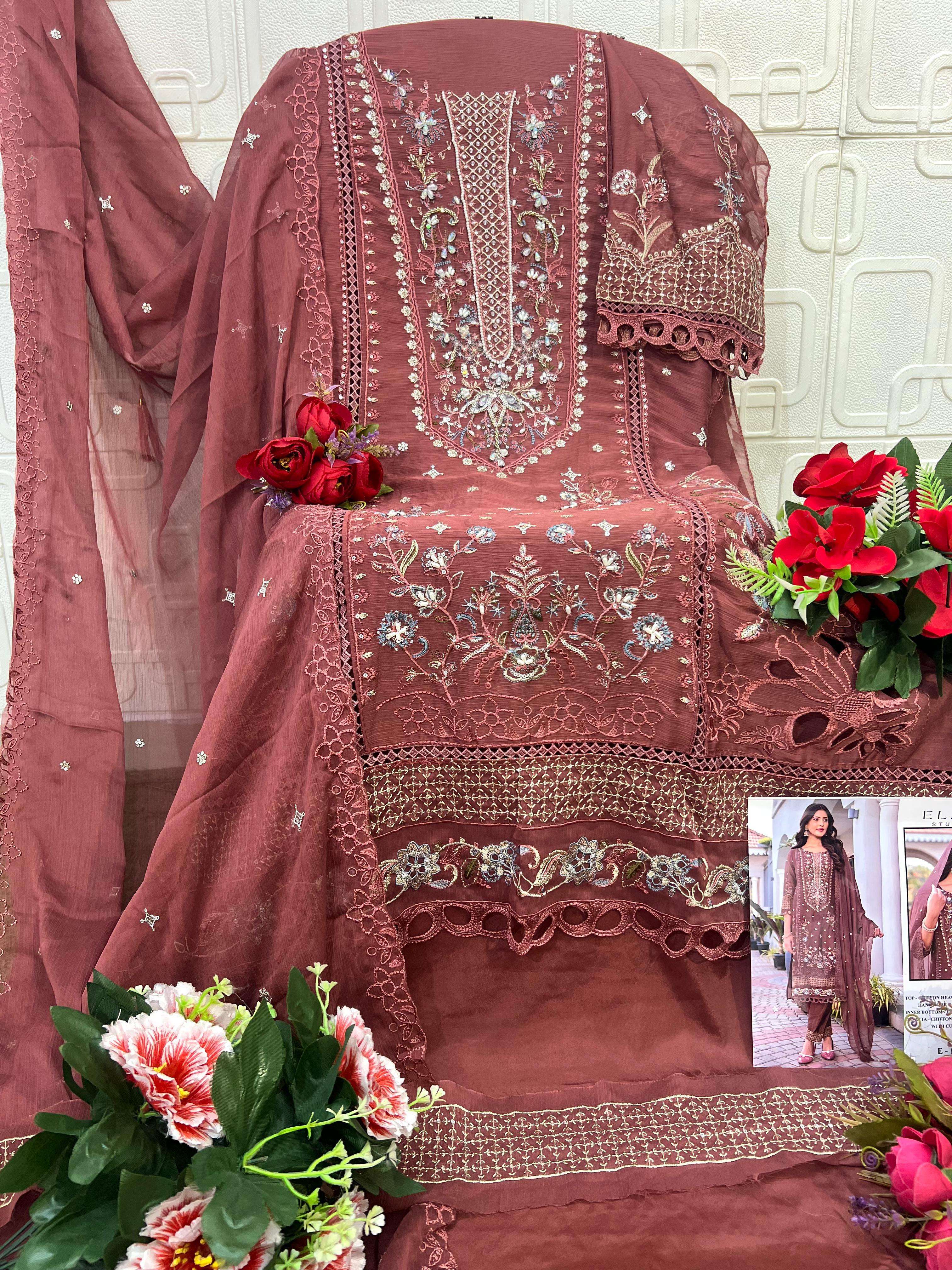 ELAN STUDIO E 10 CHIFFON HEAVY EMBROIDERED PAKISTANI SUIT