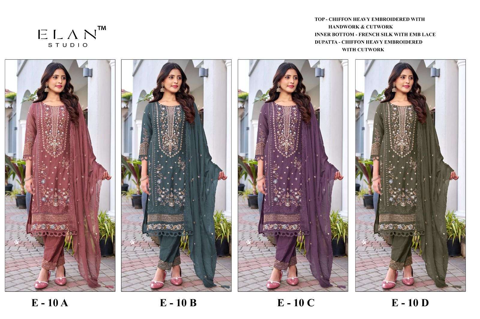 ELAN STUDIO E 10 CHIFFON HEAVY EMBROIDERED PAKISTANI SUIT