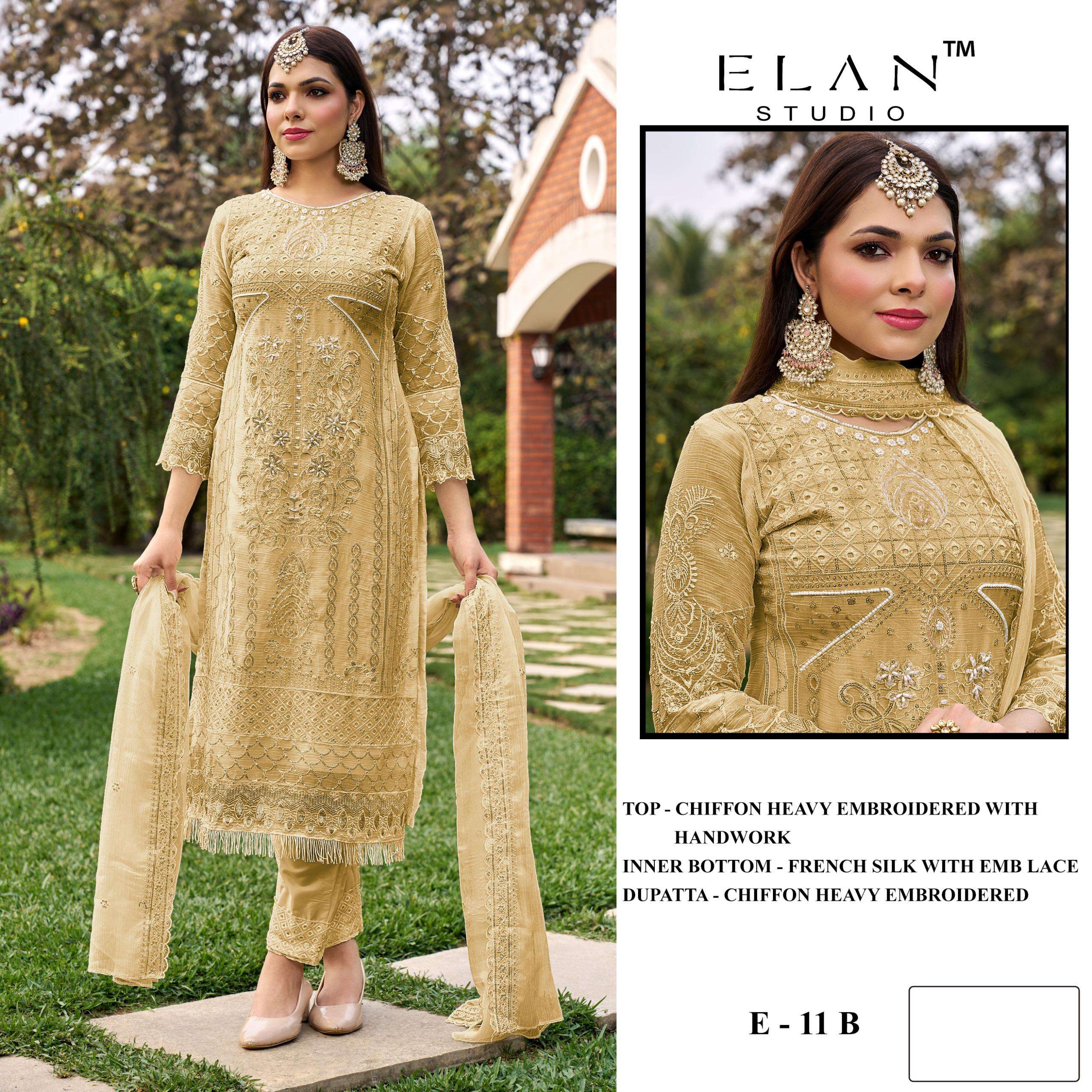 ELAN STUDIO E 11 CHIFFON HEAVY EMBROIDERED DESIGNER PAKISTANI SUIT