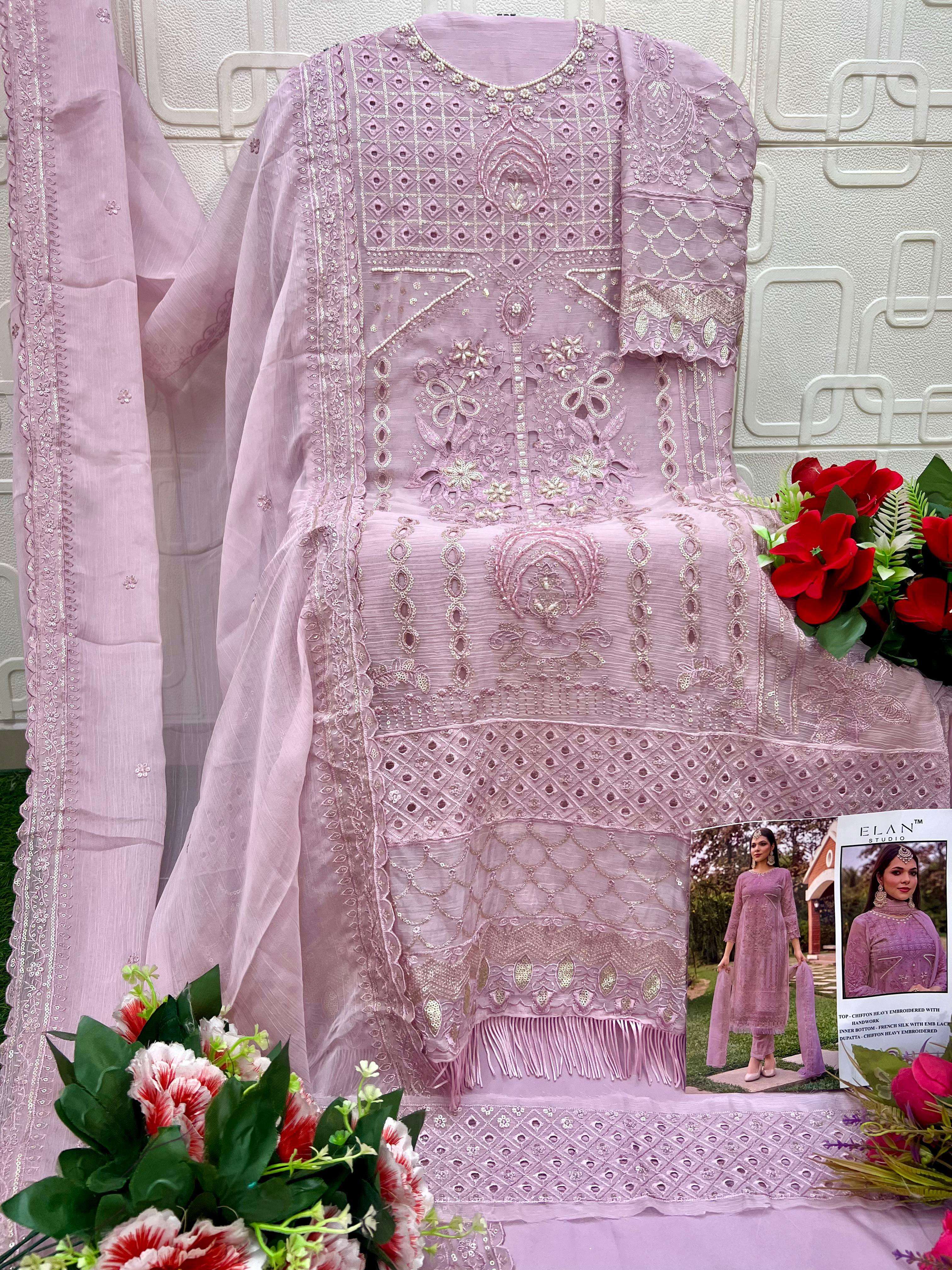 ELAN STUDIO E 11 CHIFFON HEAVY EMBROIDERED DESIGNER PAKISTANI SUIT
