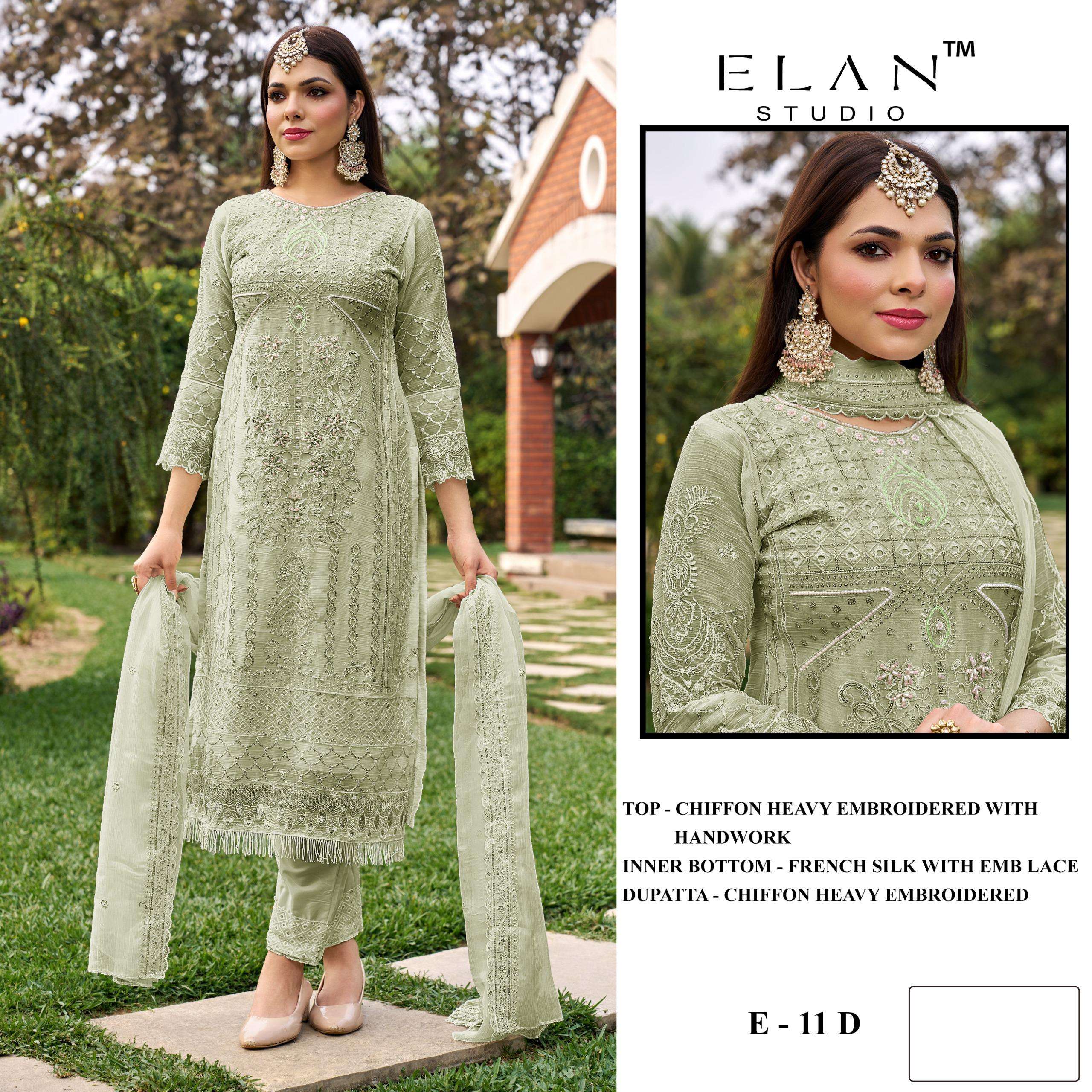 ELAN STUDIO E 11 CHIFFON HEAVY EMBROIDERED DESIGNER PAKISTANI SUIT
