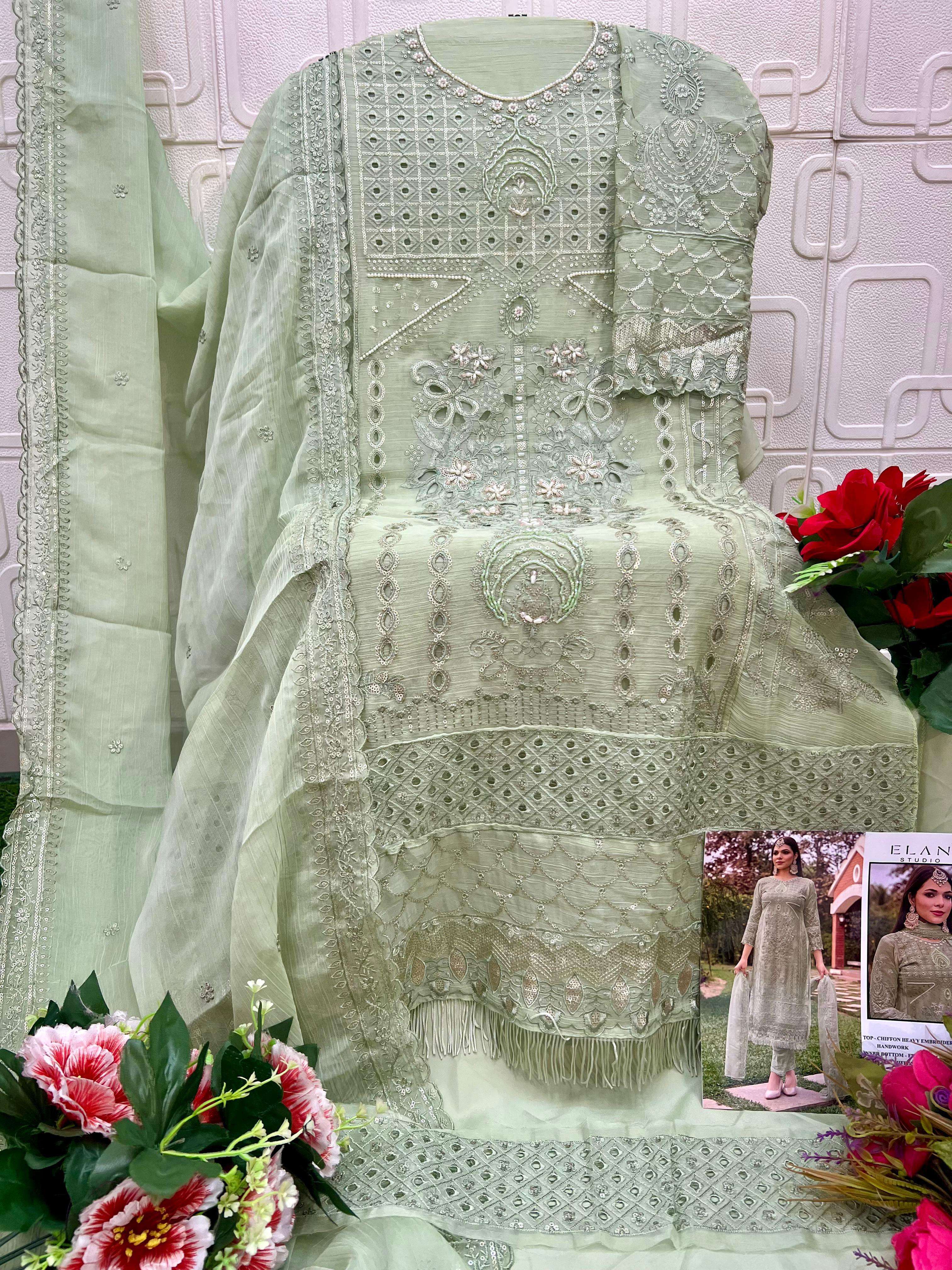 ELAN STUDIO E 11 CHIFFON HEAVY EMBROIDERED DESIGNER PAKISTANI SUIT