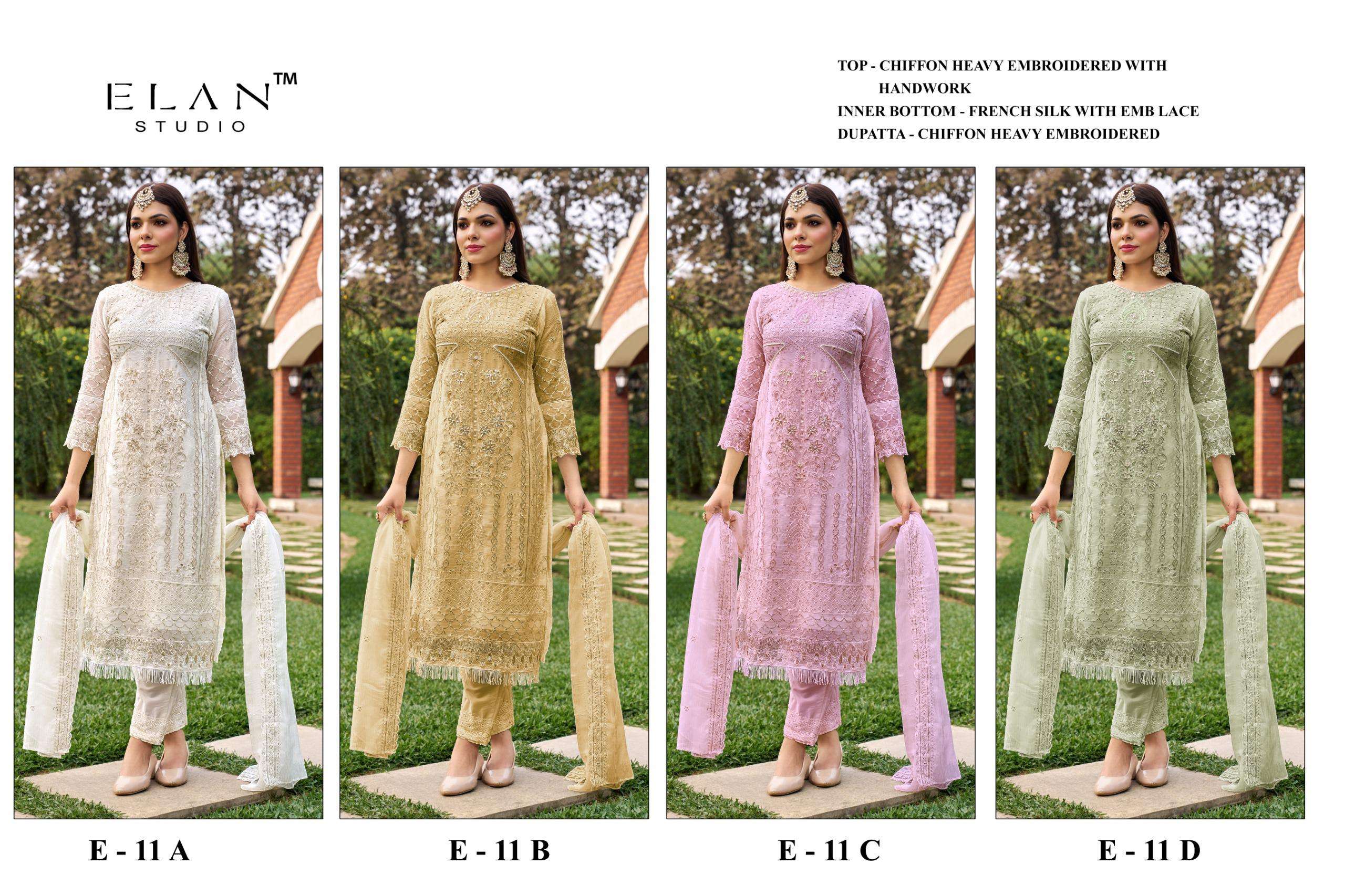 ELAN STUDIO E 11 CHIFFON HEAVY EMBROIDERED DESIGNER PAKISTANI SUIT