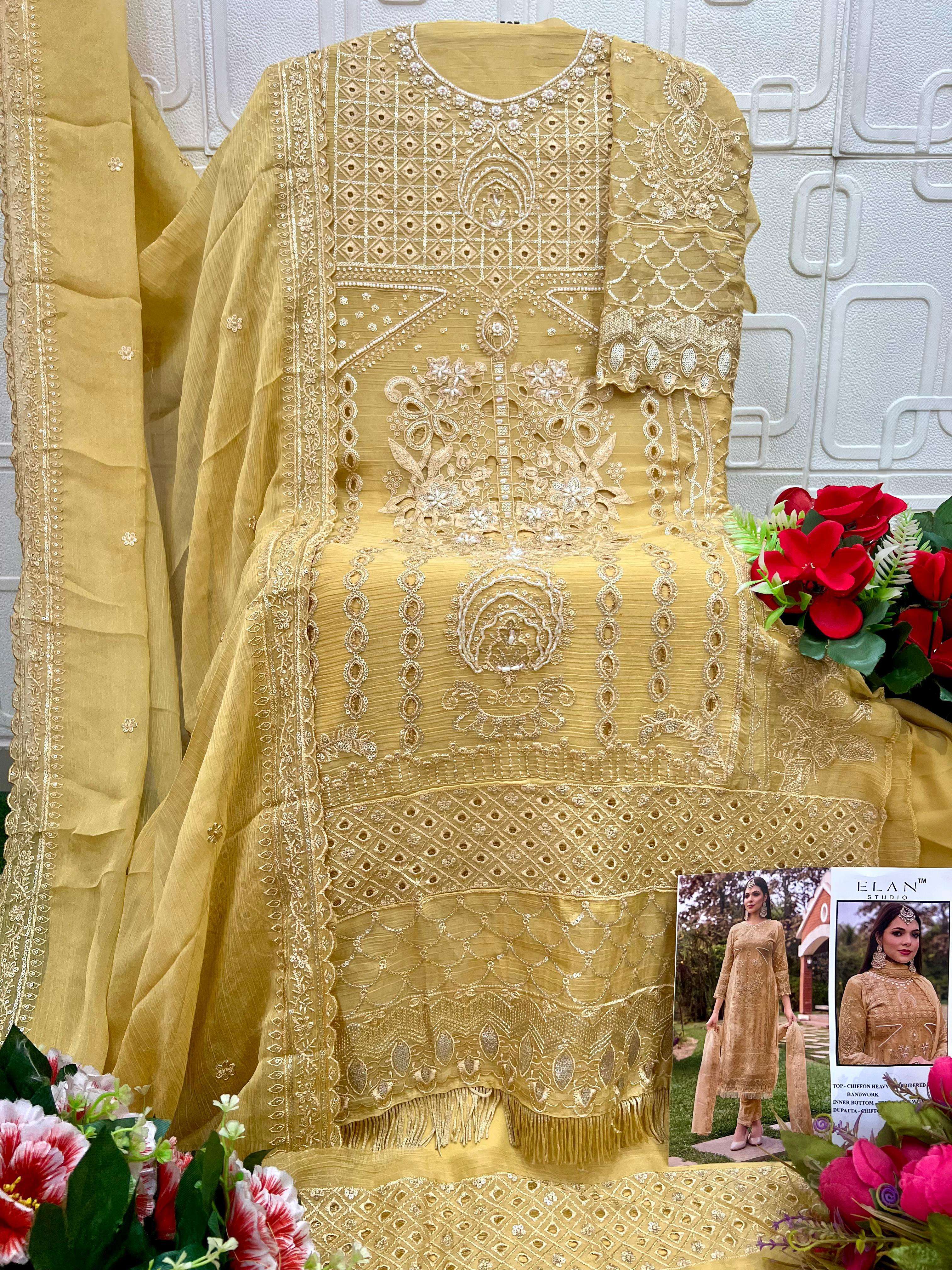 ELAN STUDIO E 11 CHIFFON HEAVY EMBROIDERED DESIGNER PAKISTANI SUIT