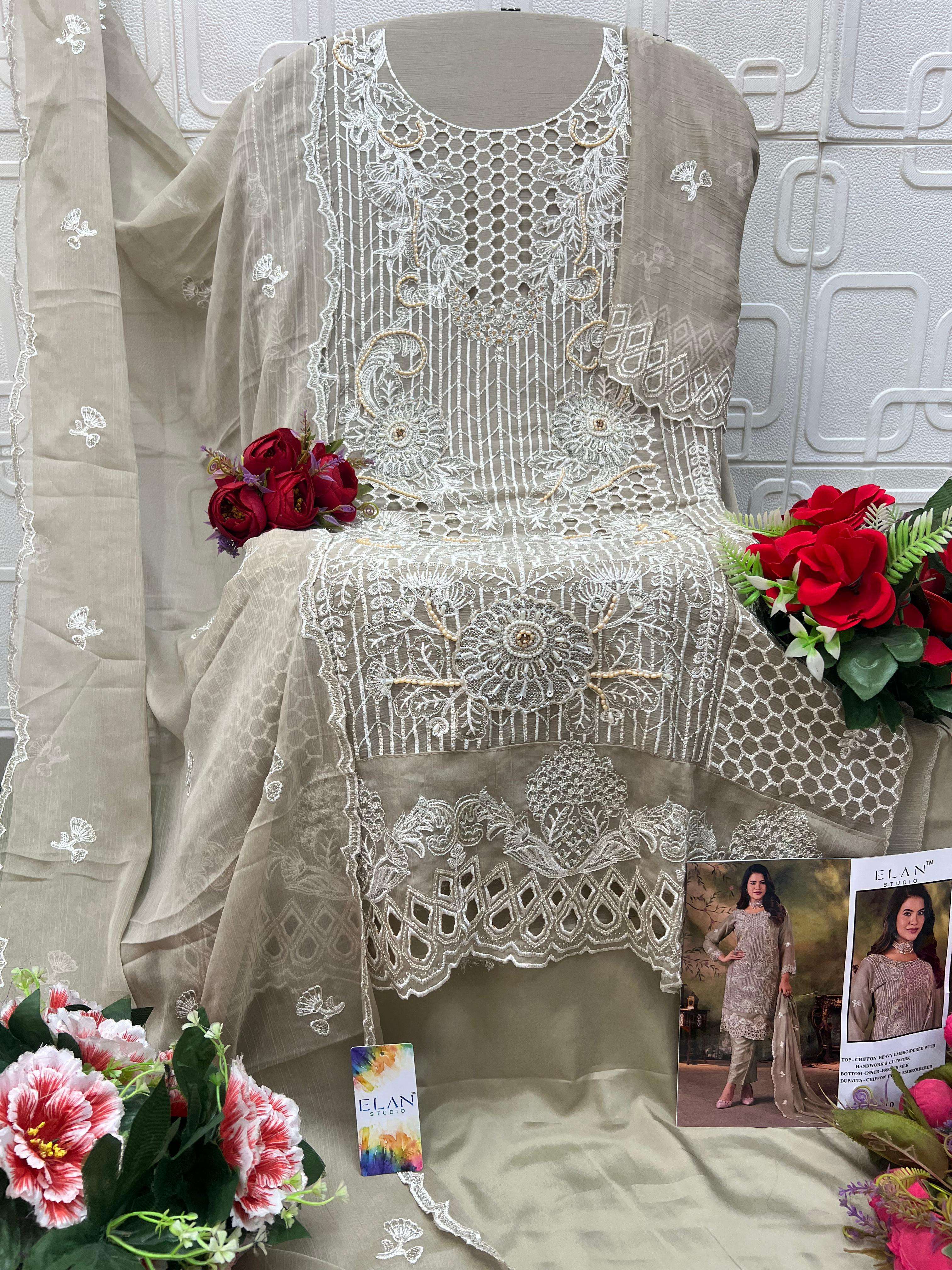 ELAN STUDIO E 14 CHIFFON HEAVY EMBROIDERED DESIGNER PAKISTANI SUIT