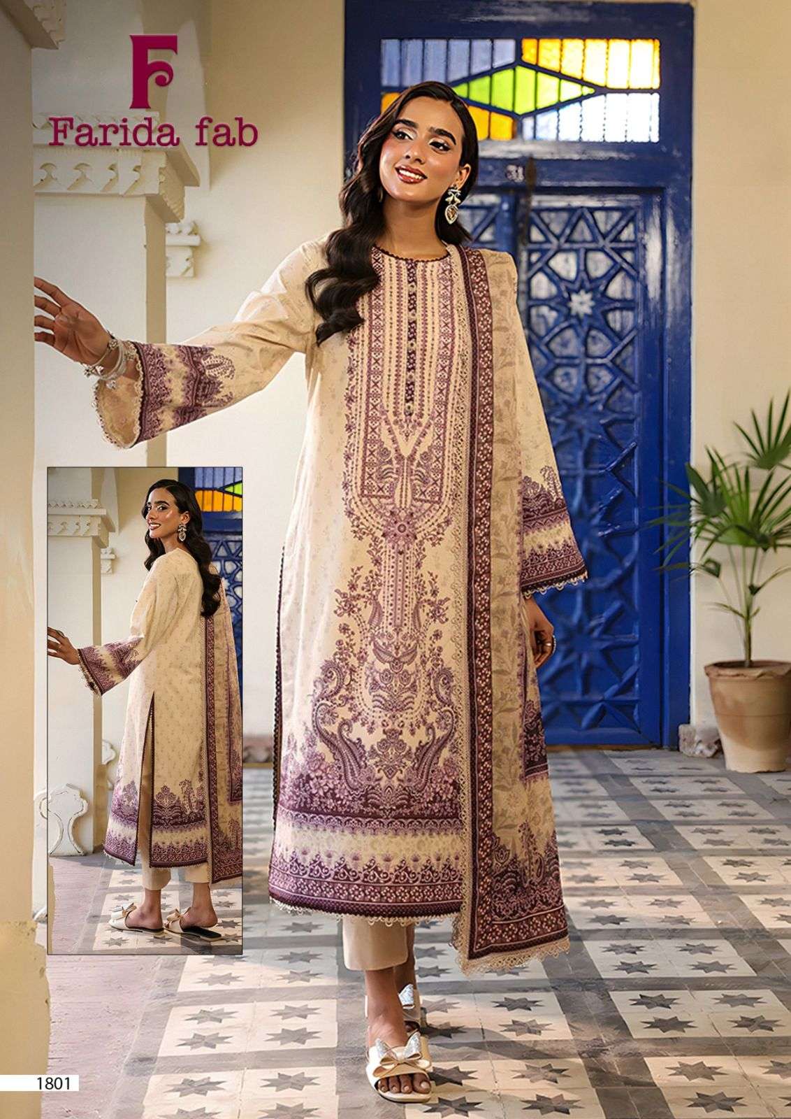 FARIDA FAB FIRDOUS QUEEN VOL 18 COTTON DIGITAL PRINTS UNSTITCH SALWAR KAMEEZ 