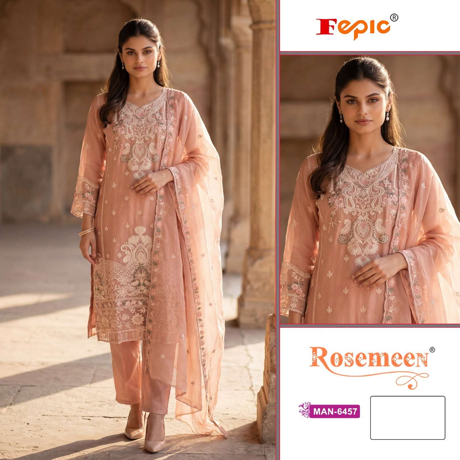 FEPIC ROSEMEEN MAN 6457 CHIFFON EMBROIDERY DESIGNER PAKISTANI SUIT
