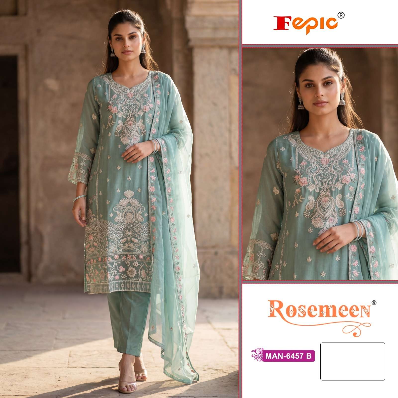 FEPIC ROSEMEEN MAN 6457 CHIFFON EMBROIDERY DESIGNER PAKISTANI SUIT