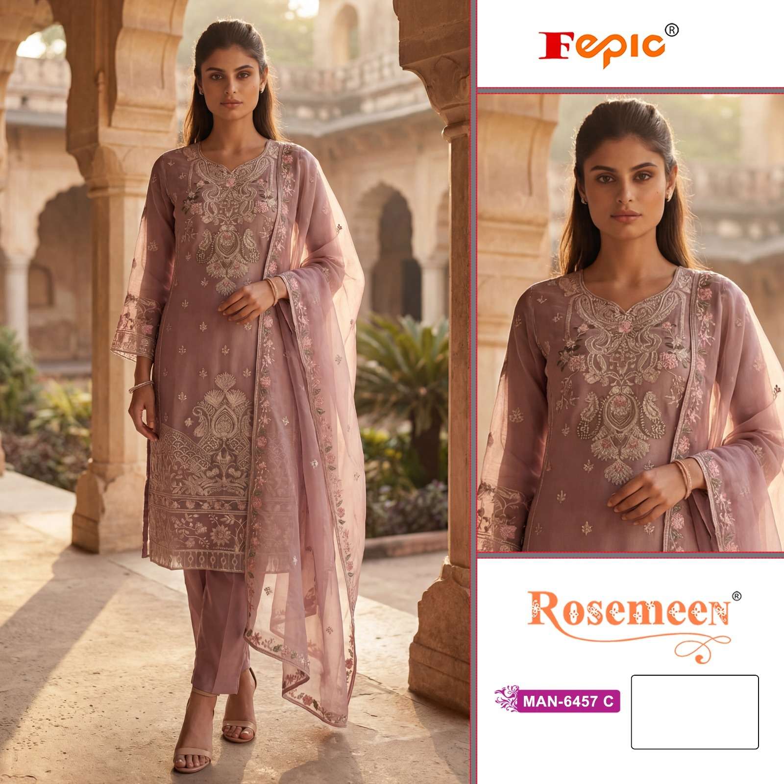 FEPIC ROSEMEEN MAN 6457 CHIFFON EMBROIDERY DESIGNER PAKISTANI SUIT