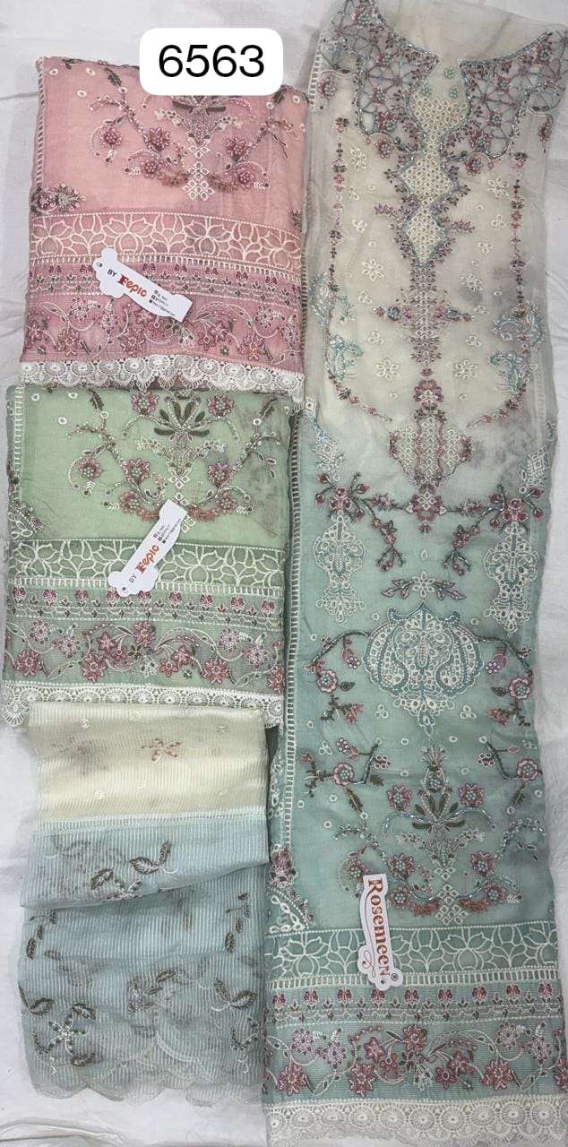 FEPIC ROSEMEEN MAN 6563 ORGANZA EMBROIDERED DESIGNER PAKISTANI SUIT