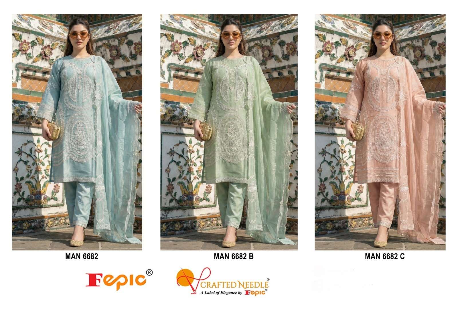  FEPIC ROSEMEEN MAN 6682 ORGANZA DESIGNER WORK FANCY PAKISTANI SUIT