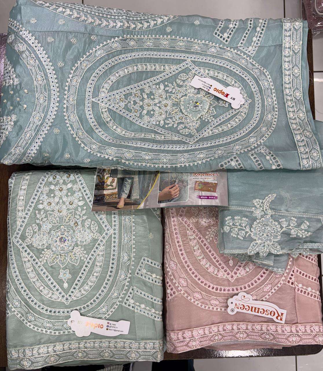  FEPIC ROSEMEEN MAN 6682 ORGANZA DESIGNER WORK FANCY PAKISTANI SUIT