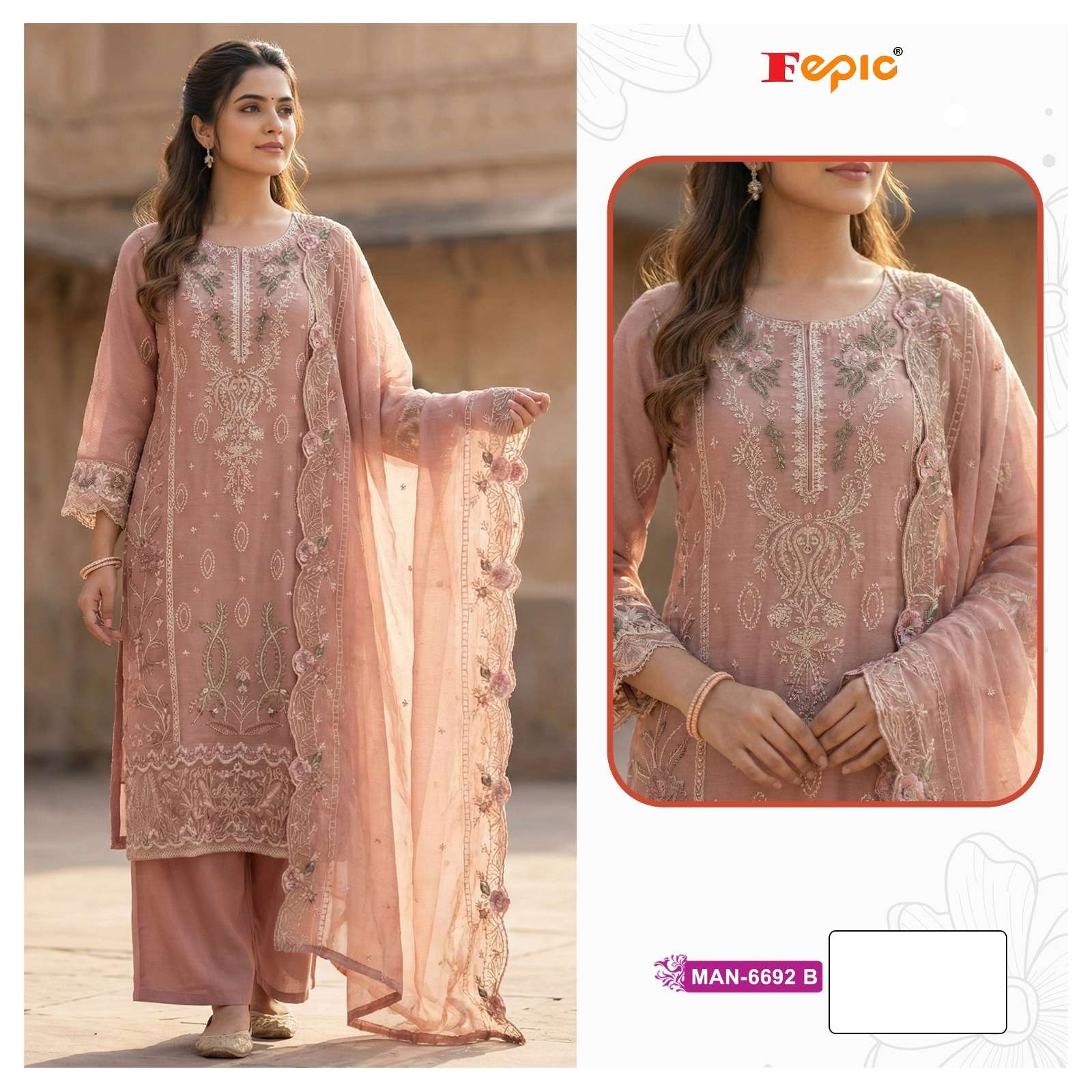 FEPIC ROSEMEEN MAN 6692 CHIFFON HEAVY EMBROIDERED DESIGNER PAKISTANI SUIT
