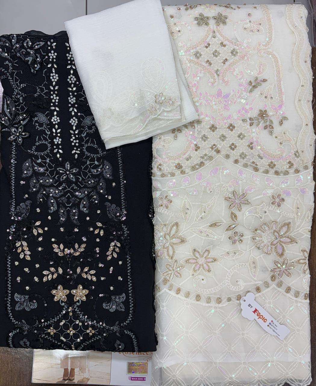 FEPIC ROSEMEEN MAN 6693 CHIFFON EMBROIDERED DESIGNER PAKISTANI SUIT