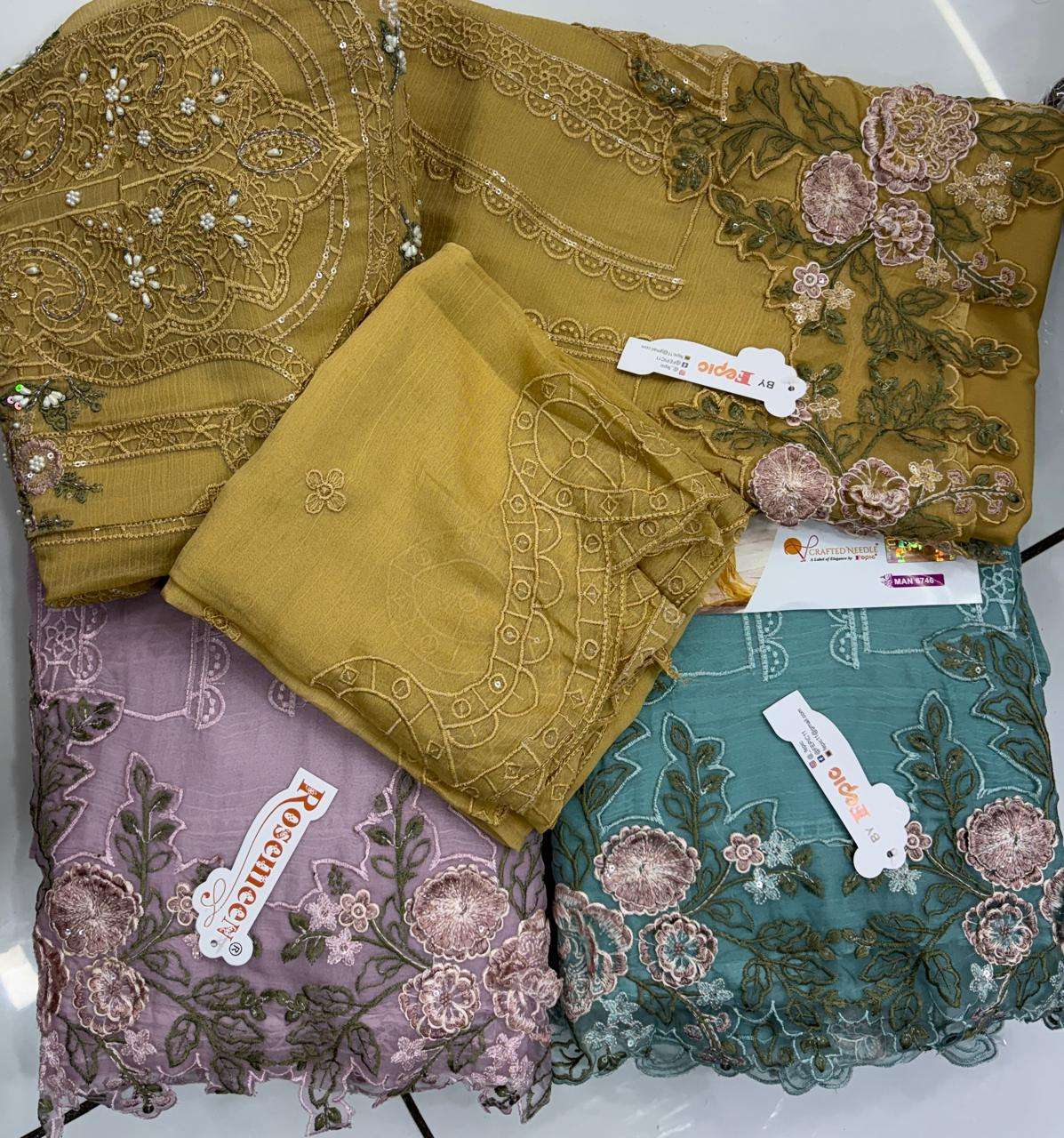  FEPIC ROSEMEEN MAN 6746 CHIFFON EMBROIDERED DESIGNER PAKISTANI SUIT