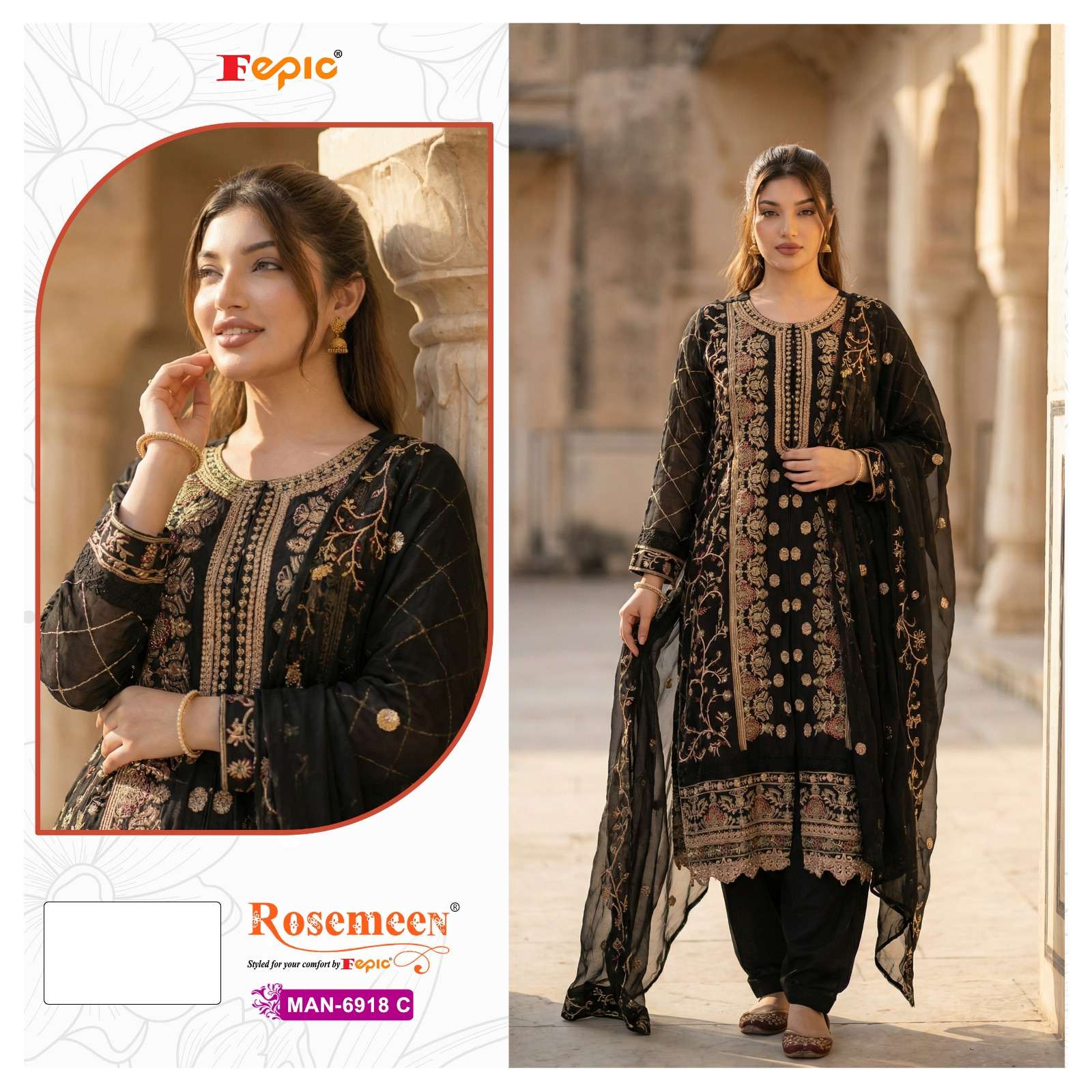  FEPIC ROSEMEEN MAN 6918 COTTON HEAVY EMBROIDERY DESIGNER WEDDING WEAR PAKISTANI SUIT