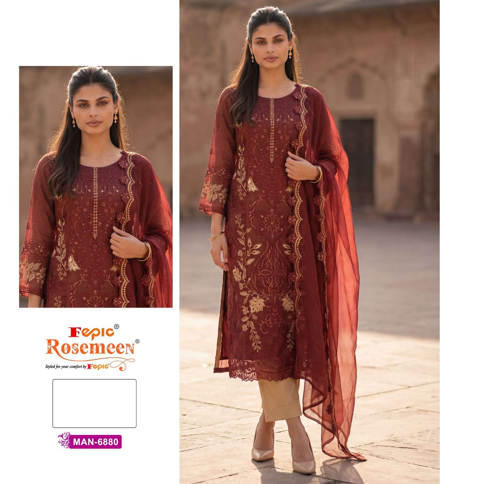 FEPIC ROSEMEEN MAN6880 COTTON EMBROIDERED PAKISTANI SUIT