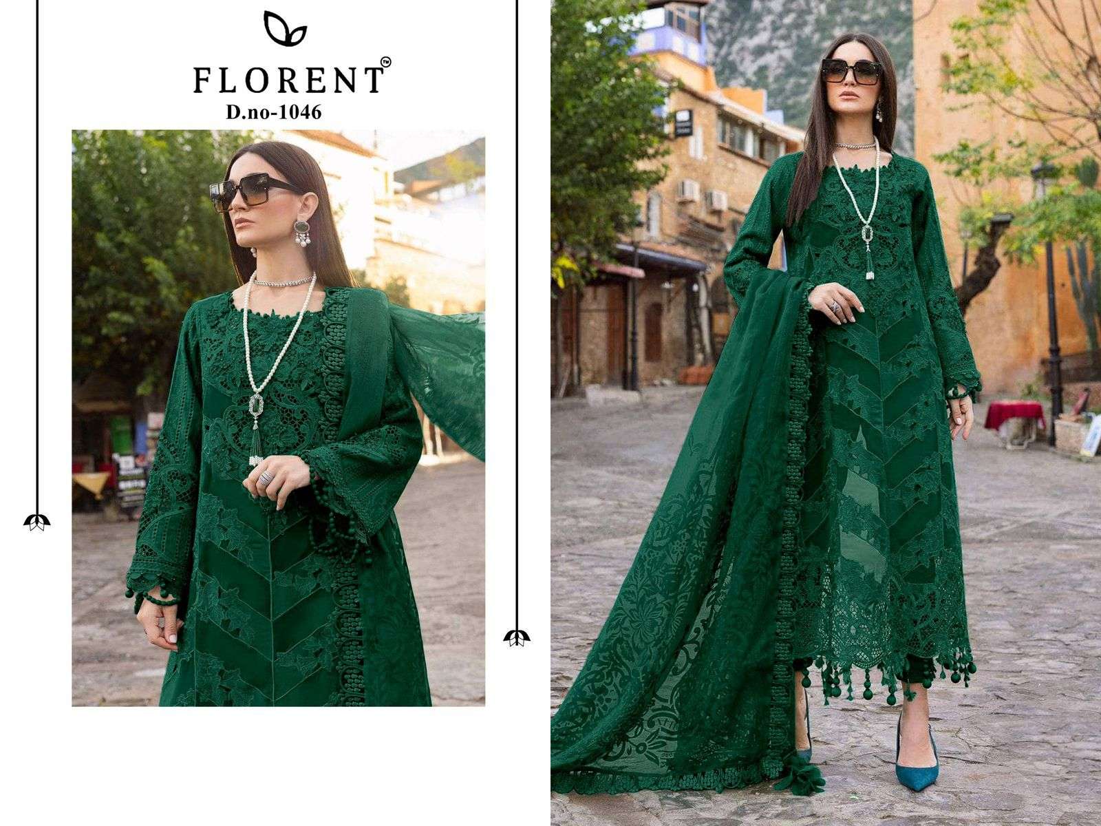 FLORENT D NO 1046 COTTON EMBROIDERY DESIGNER WORK PAKISTANI SUIT