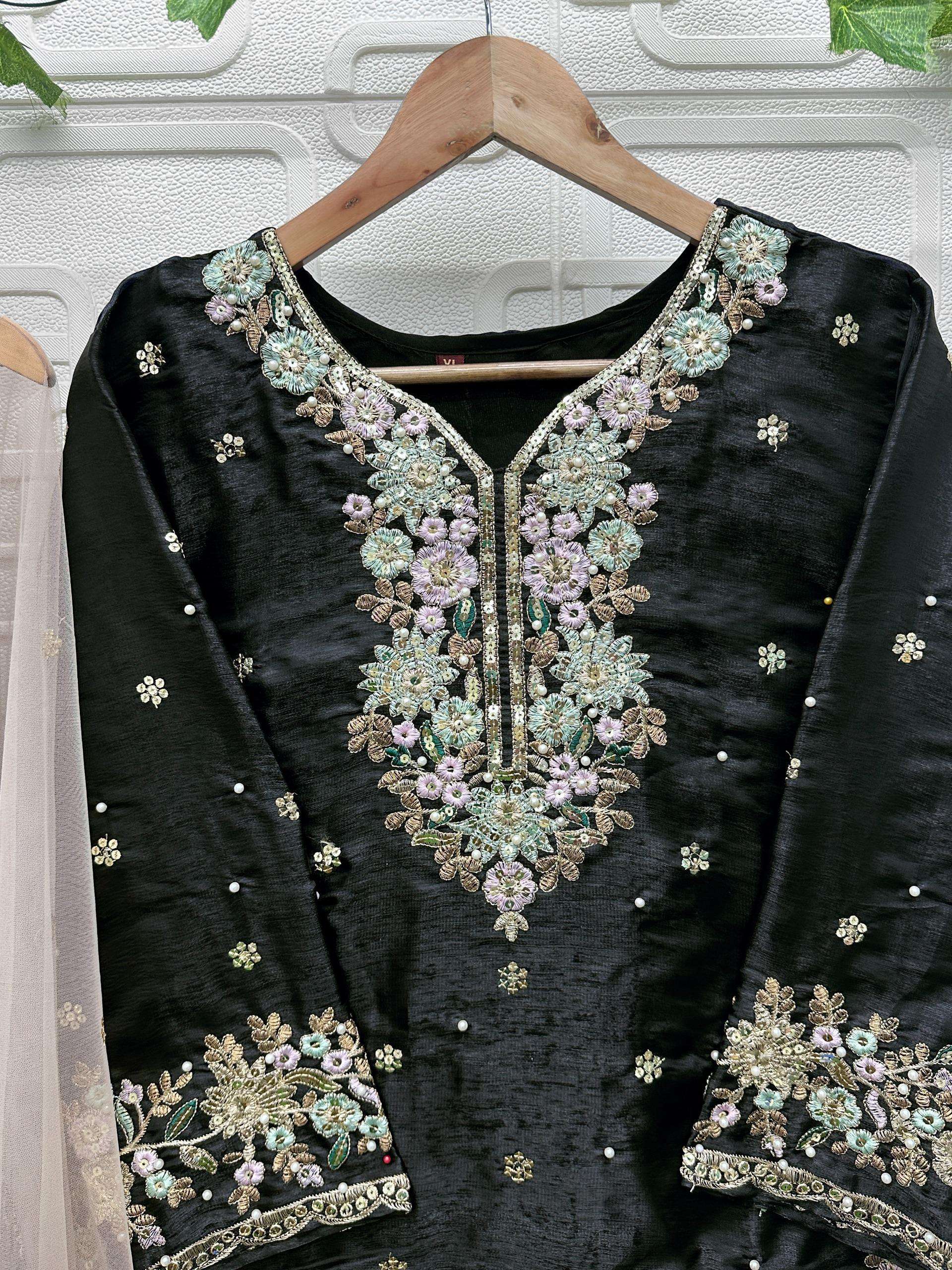  FLORENT D NO 1052 JIMMY CHOO SILK EMBROIDERED DESIGNER PAKISTANI SUIT