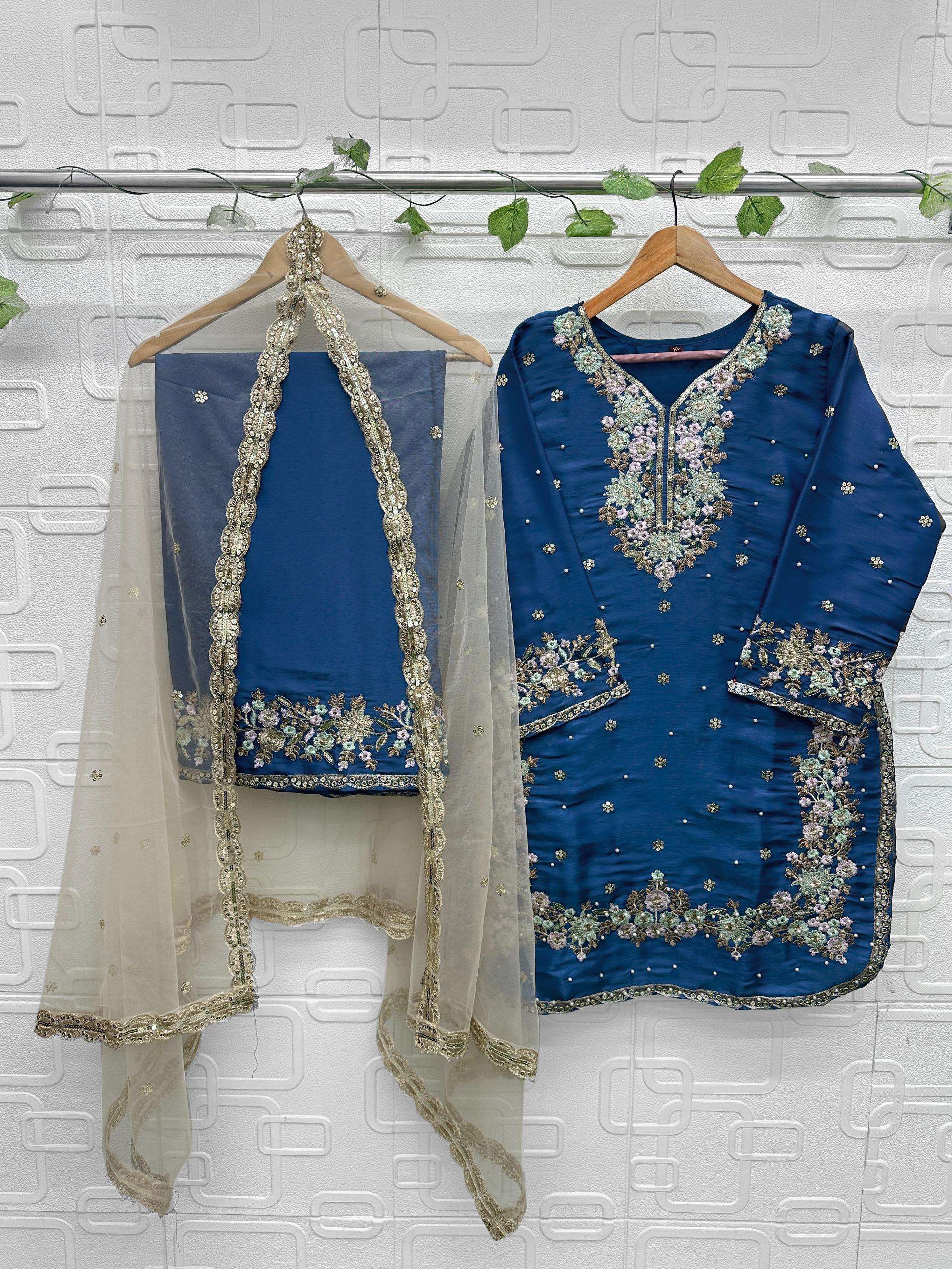  FLORENT D NO 1052 JIMMY CHOO SILK EMBROIDERED DESIGNER PAKISTANI SUIT