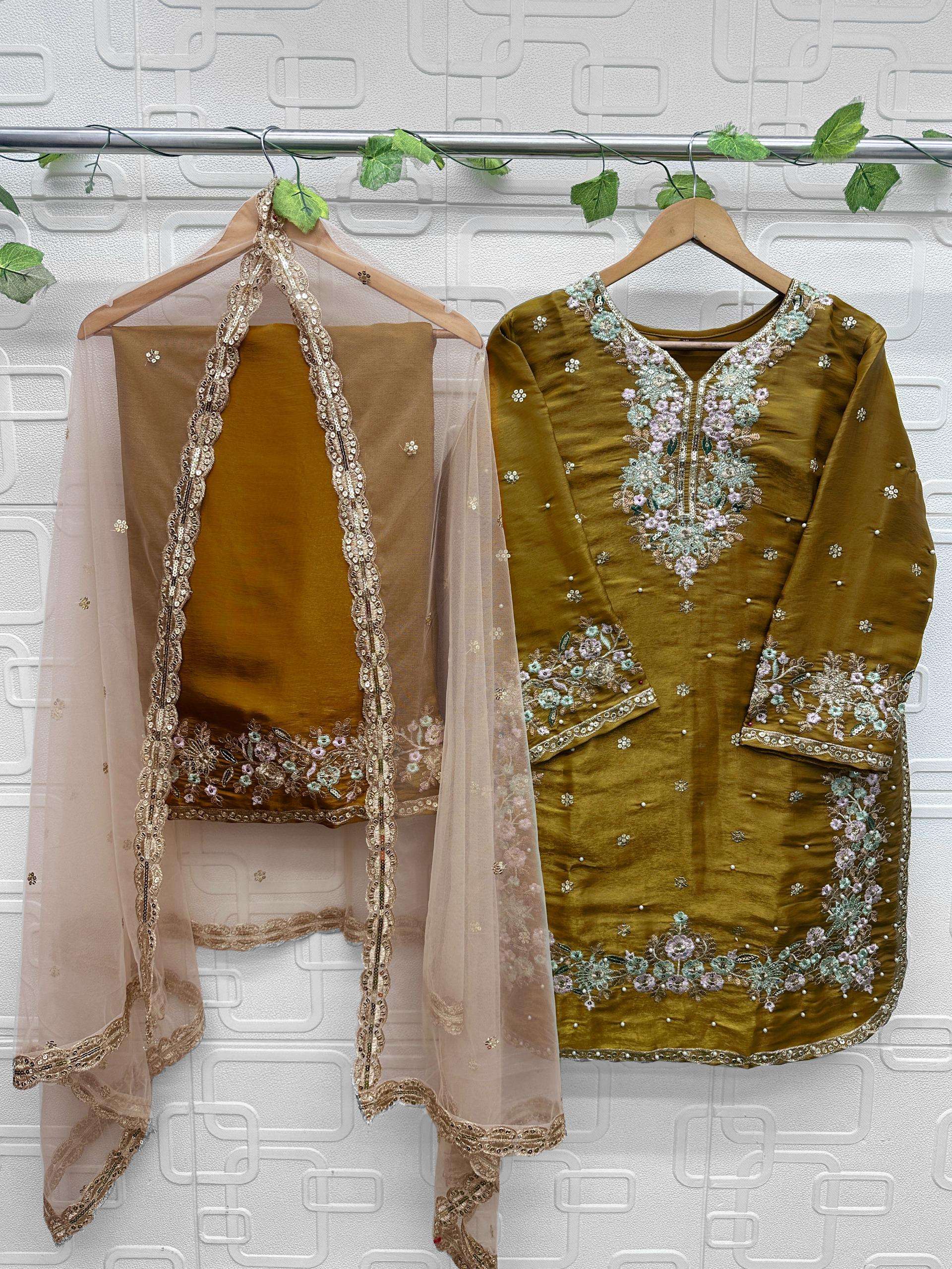  FLORENT D NO 1052 JIMMY CHOO SILK EMBROIDERED DESIGNER PAKISTANI SUIT