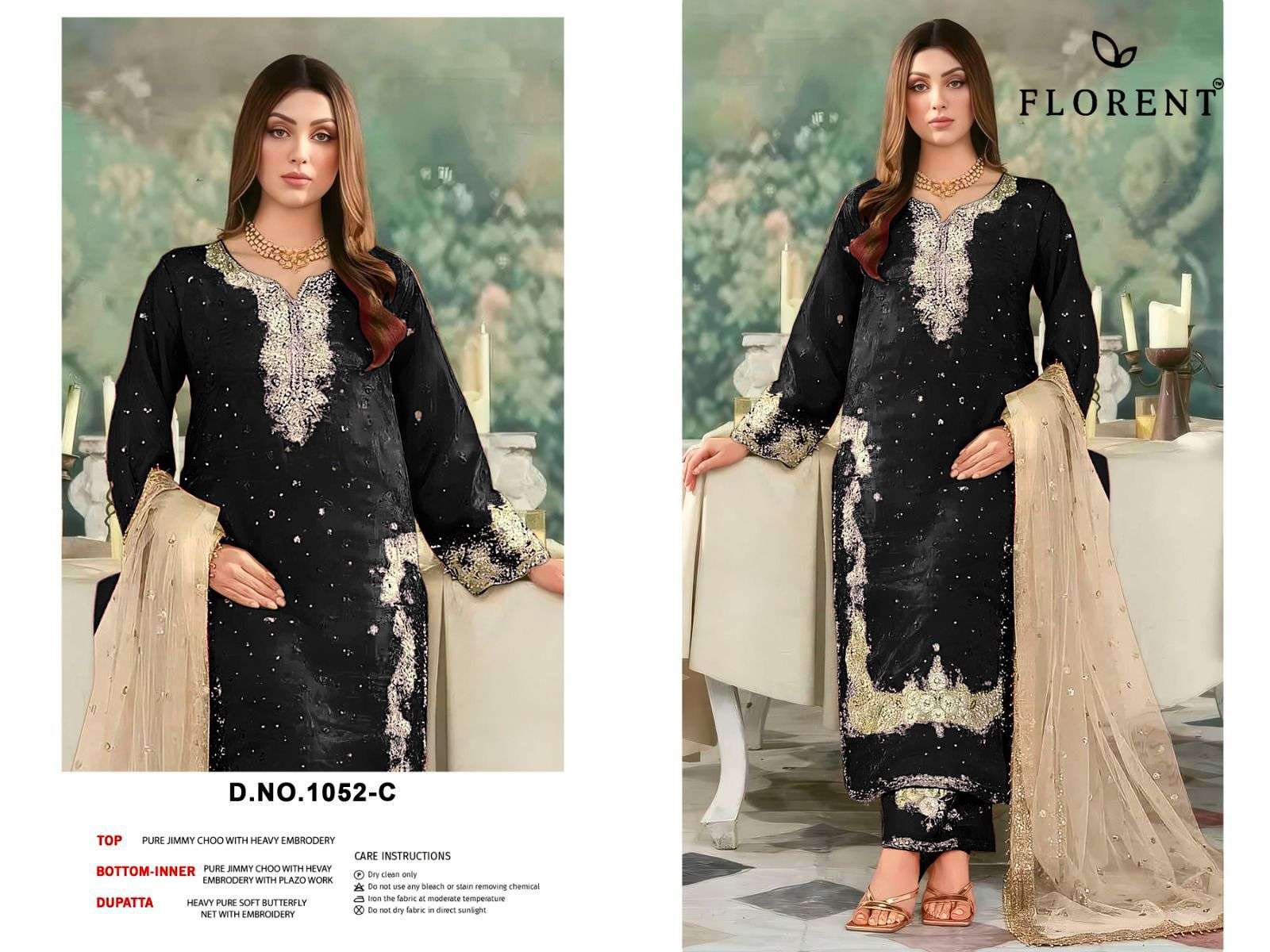  FLORENT D NO 1052 JIMMY CHOO SILK EMBROIDERED DESIGNER PAKISTANI SUIT
