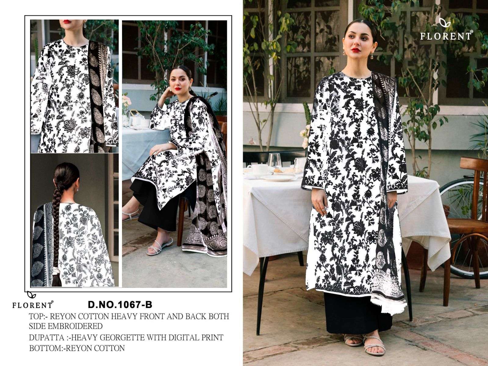 FLORENT D NO 1067 A & B COTTON EMBROIDERY WORK PAKISTANI SALWAR KAMEEZ 