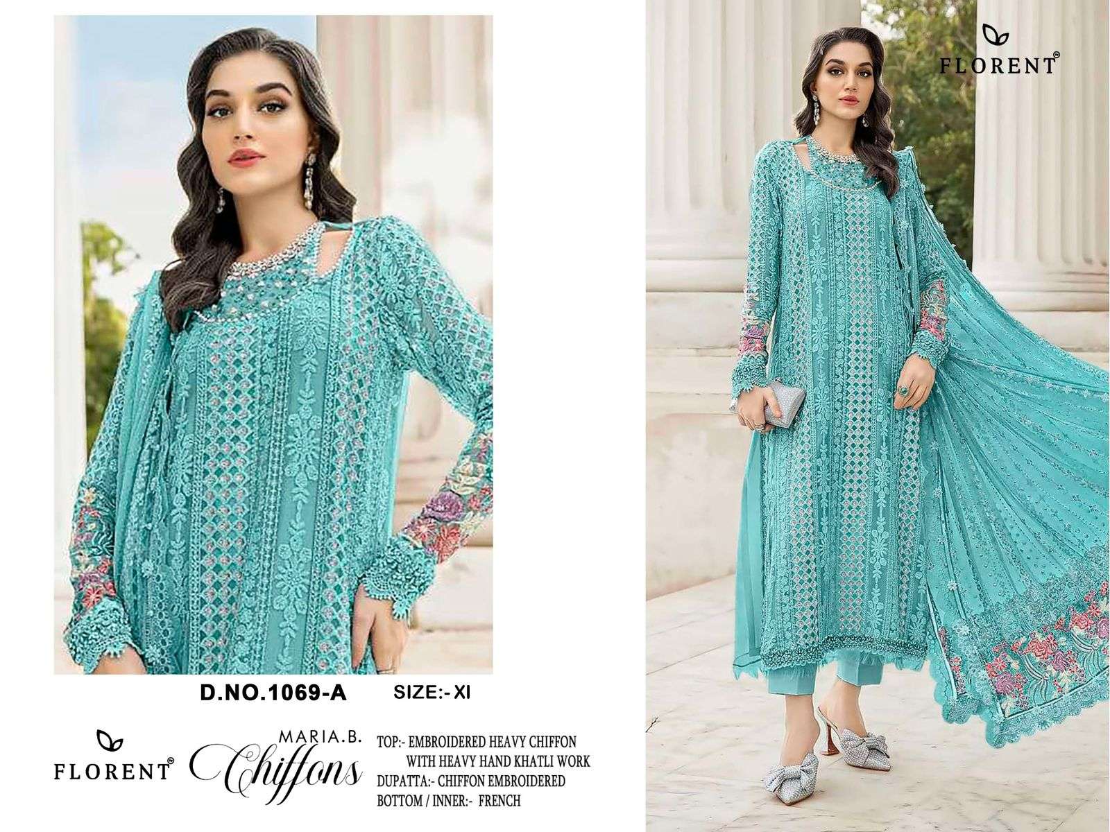 FLORENT HITS DESIGN NO 1069 CHIFFON HEAVY EMBROIDERED DESIGNER PAKISTANI SUIT