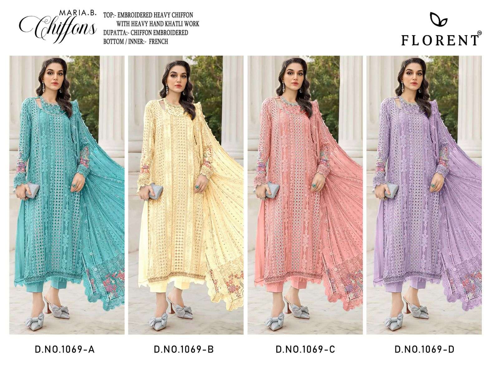FLORENT HITS DESIGN NO 1069 CHIFFON HEAVY EMBROIDERED DESIGNER PAKISTANI SUIT