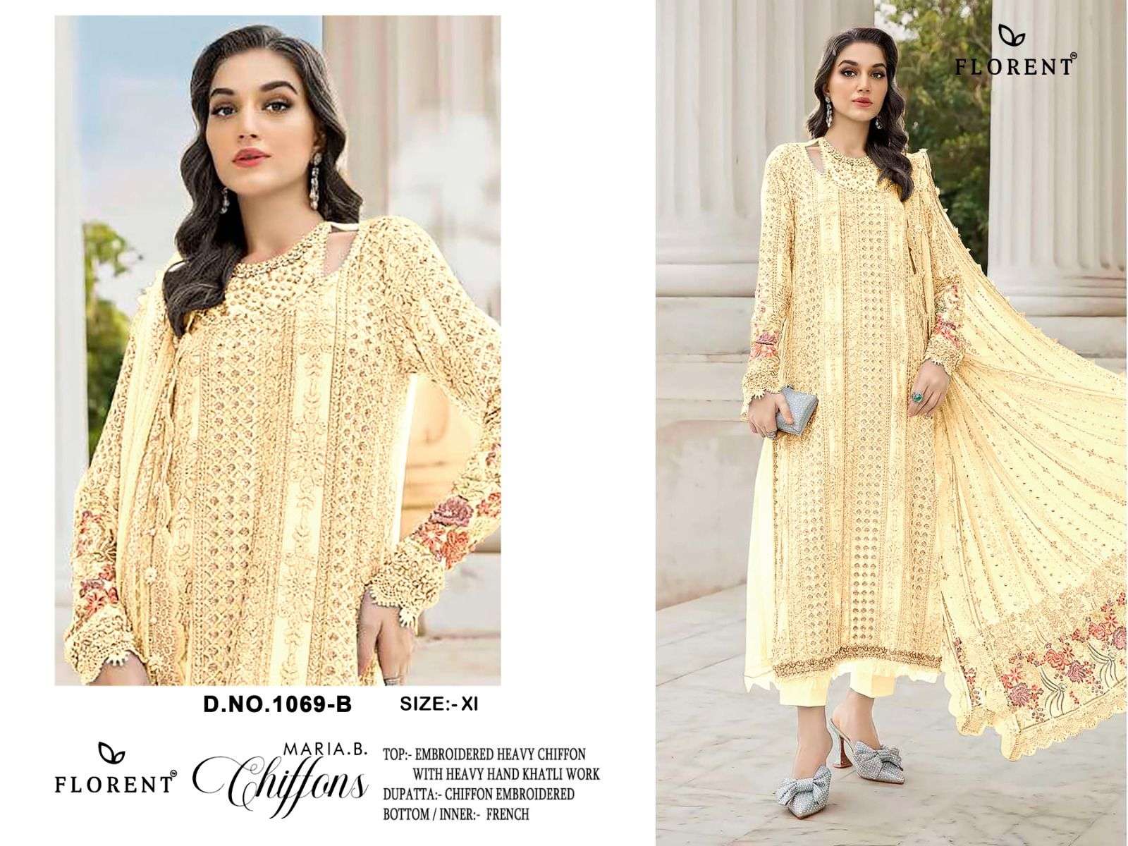 FLORENT HITS DESIGN NO 1069 CHIFFON HEAVY EMBROIDERED DESIGNER PAKISTANI SUIT