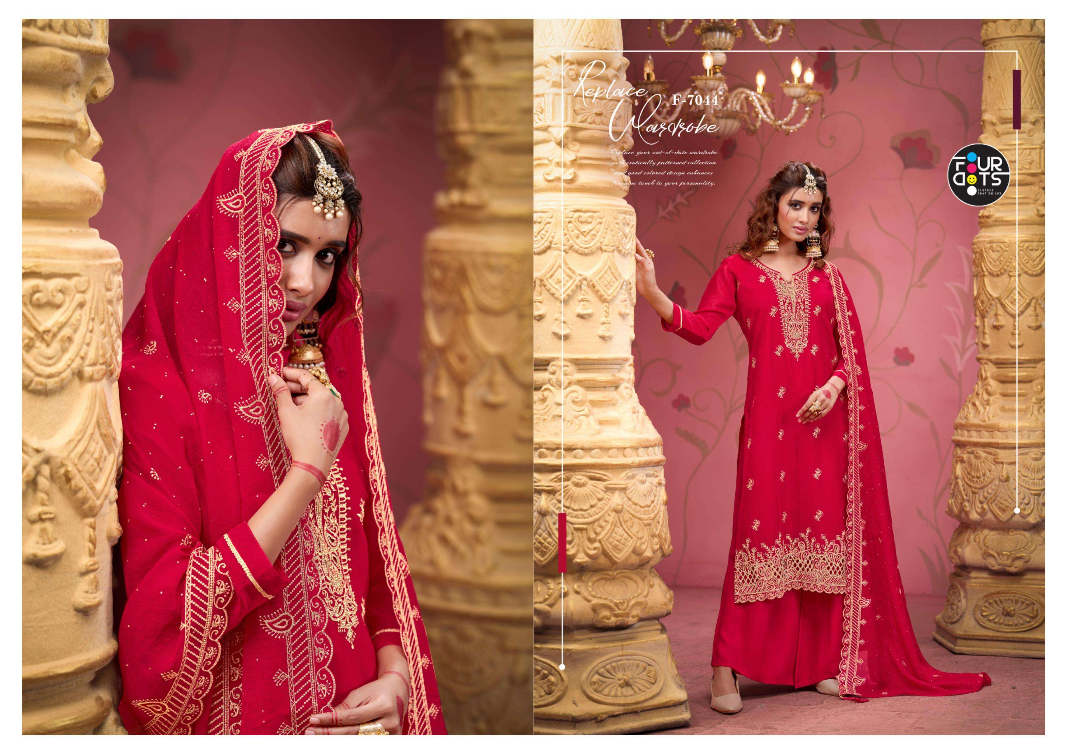 FOURDOTS SELAH ORGANZA HEAVY EMBROIDERED DESIGNER WORK SUIT