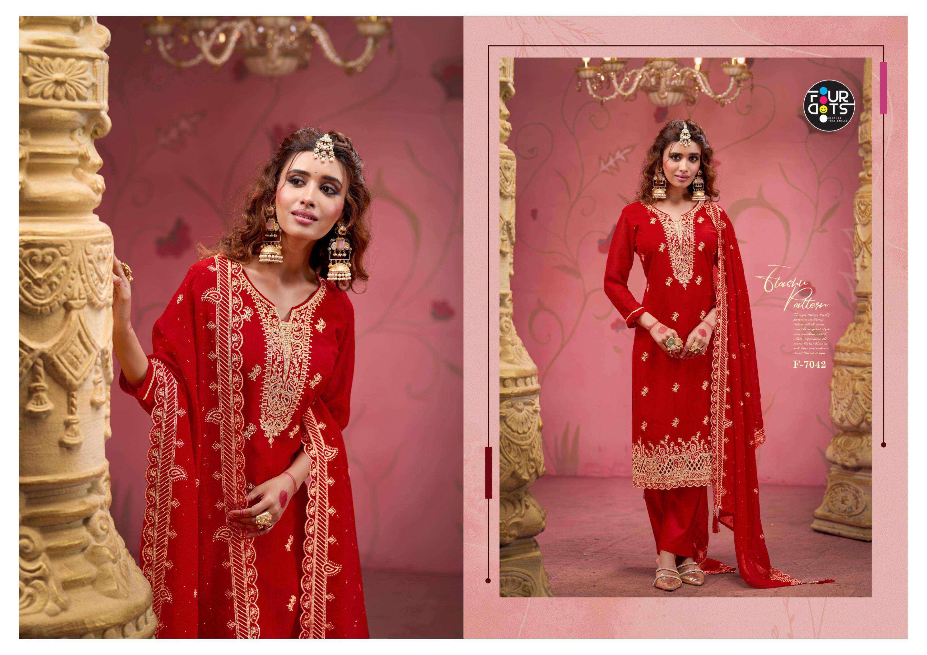 FOURDOTS SELAH ORGANZA HEAVY EMBROIDERED DESIGNER WORK SUIT