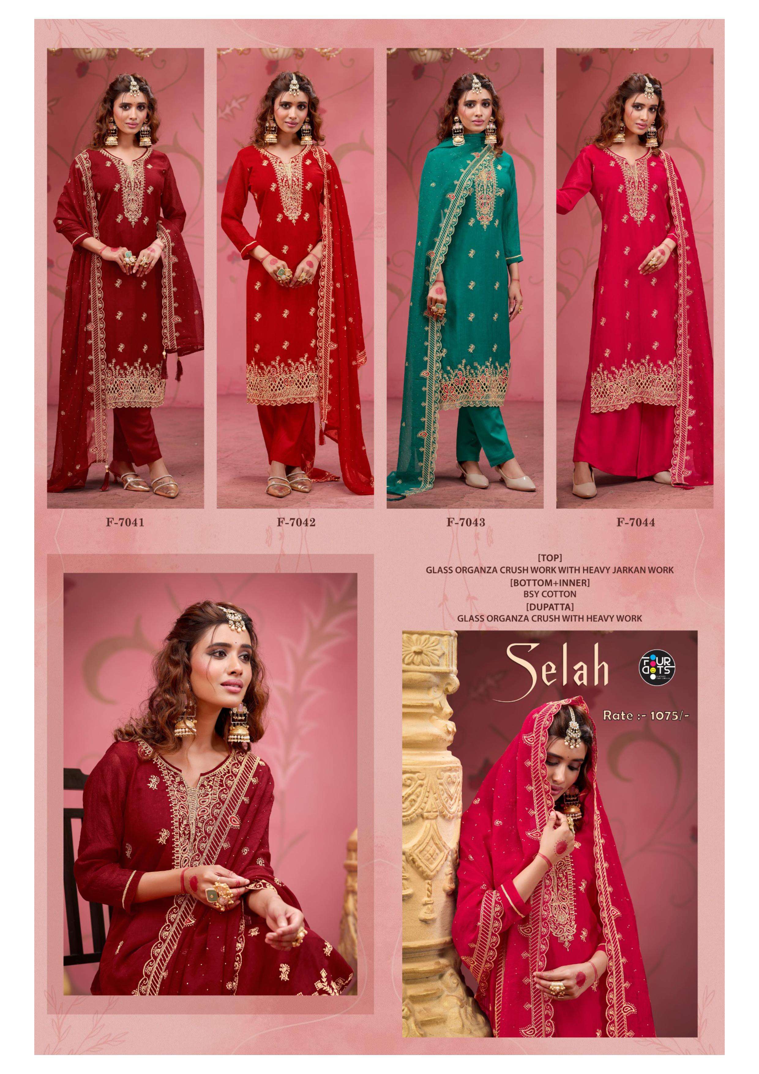 FOURDOTS SELAH ORGANZA HEAVY EMBROIDERED DESIGNER WORK SUIT