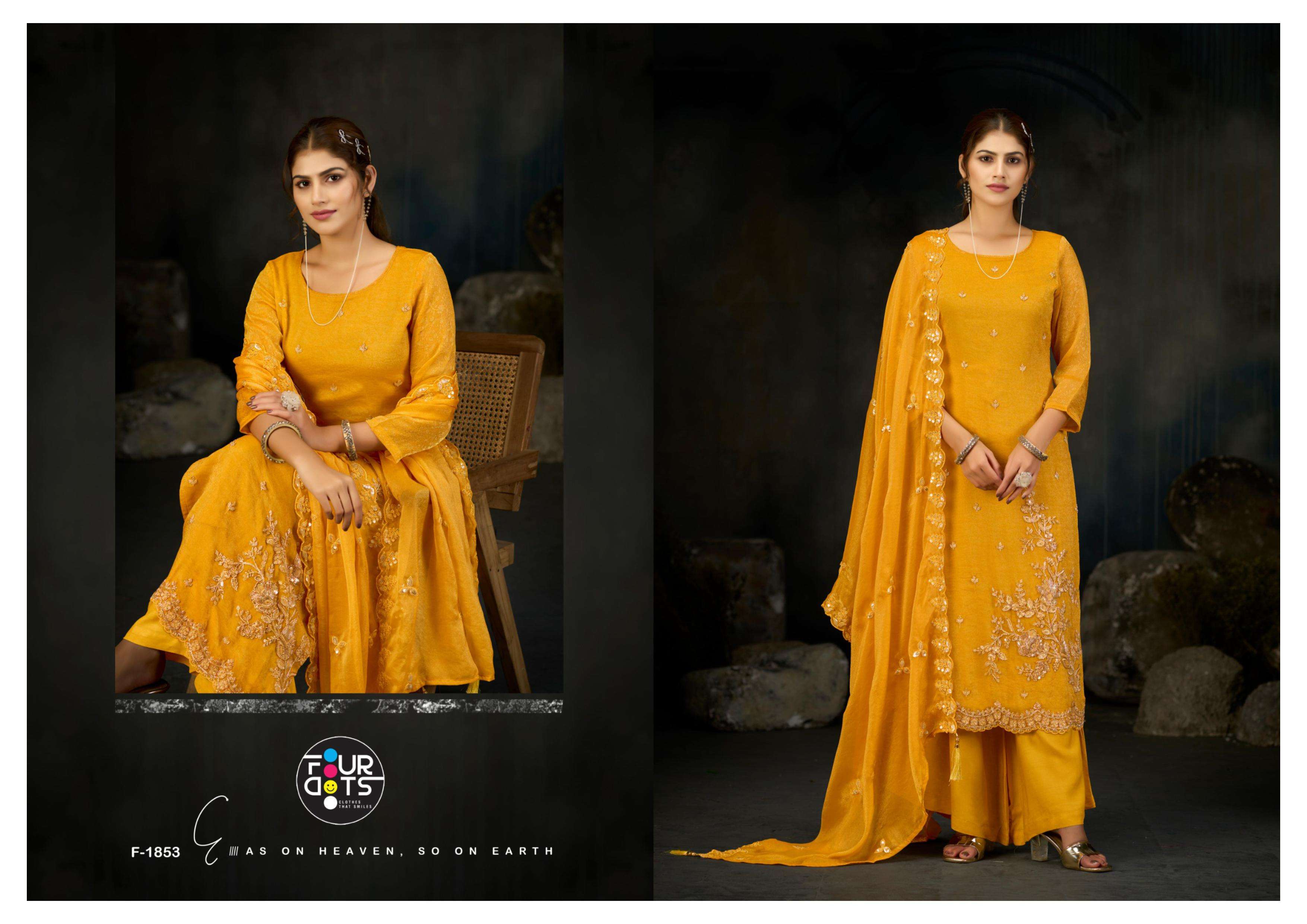 FOURDOTS WILLOW JACQUARD HAND WORK DESIGNER LADIES SUIT