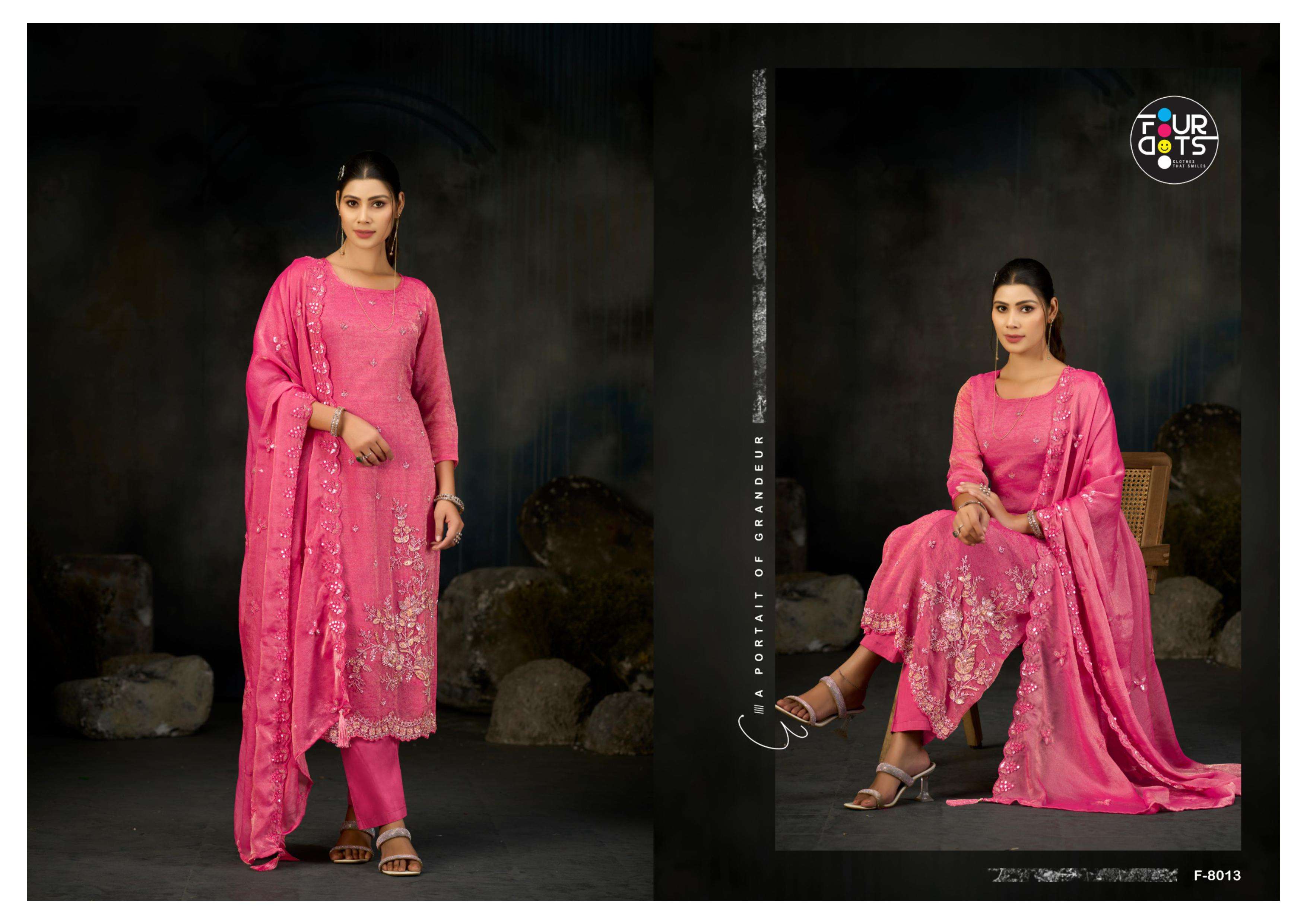 FOURDOTS WILLOW JACQUARD HAND WORK DESIGNER LADIES SUIT