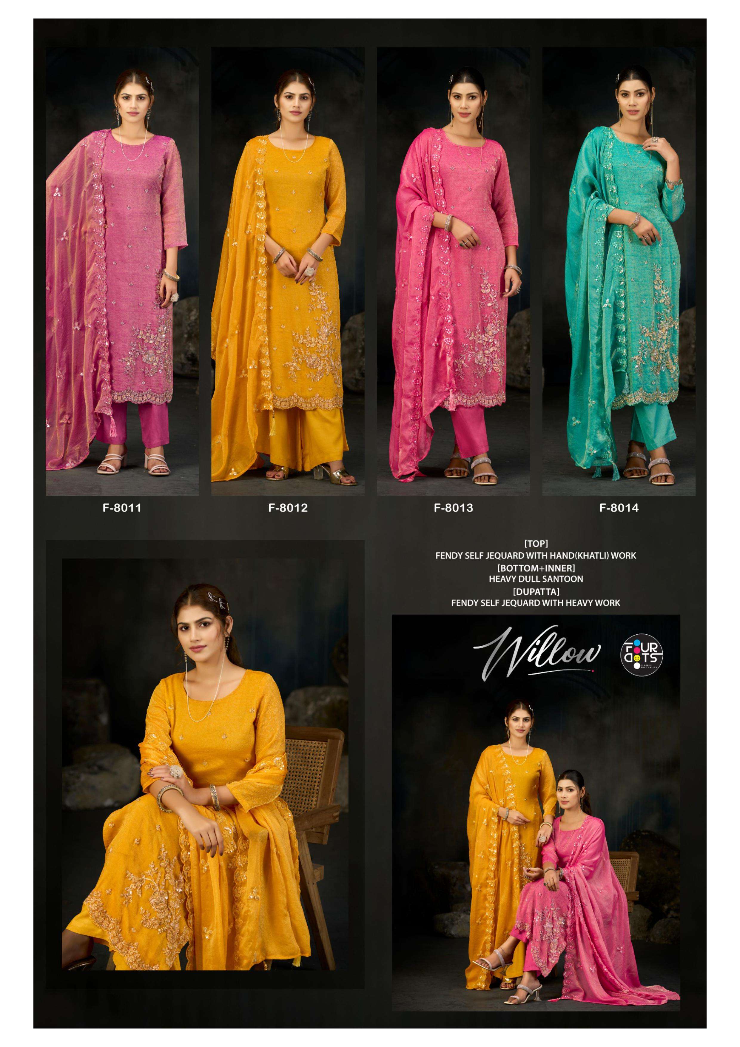 FOURDOTS WILLOW JACQUARD HAND WORK DESIGNER LADIES SUIT