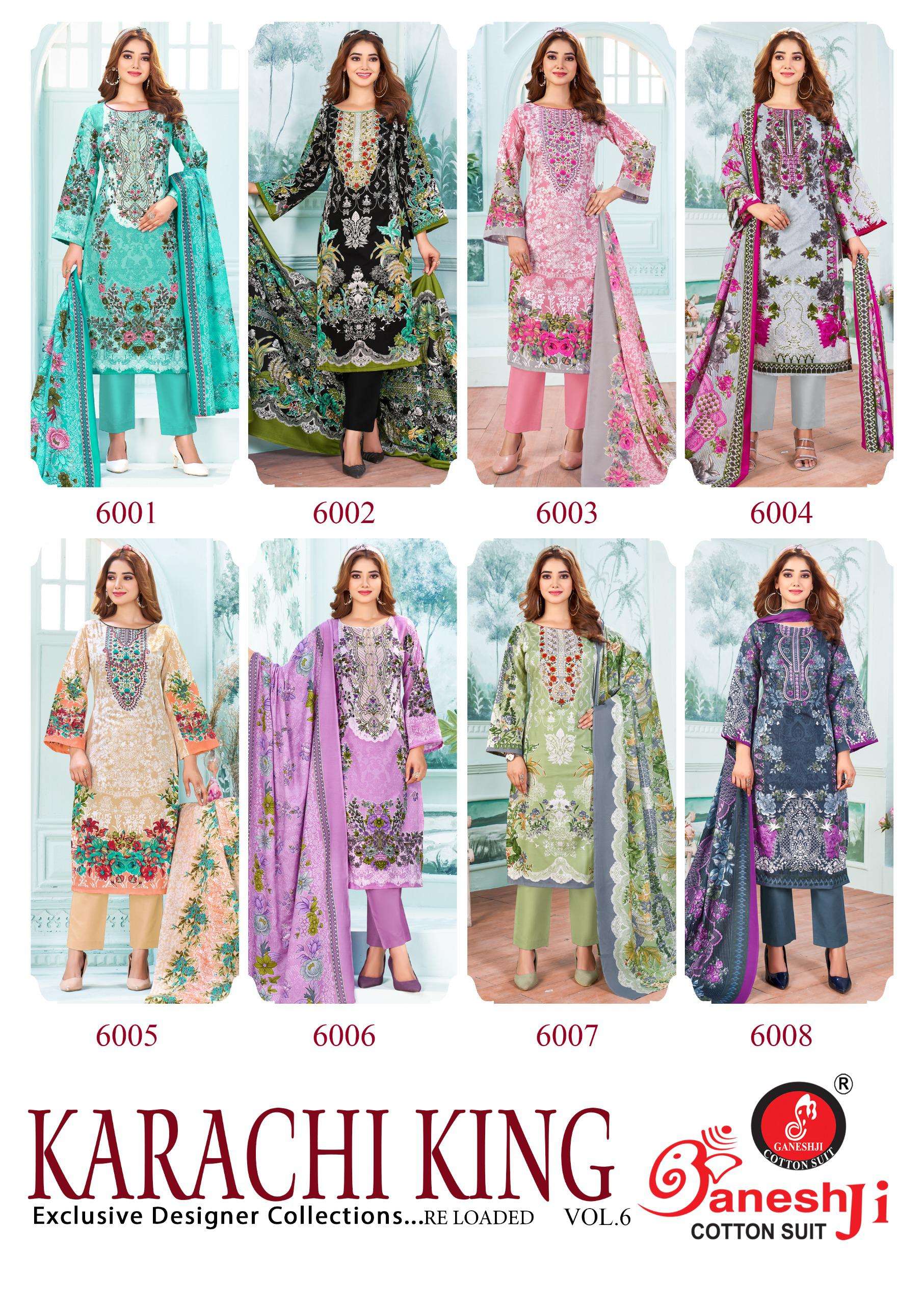 GANESHJI COTTON SUIT KARACHI KING VOL 6 COTTON DIGITAL PRINT SALWAR SUIT