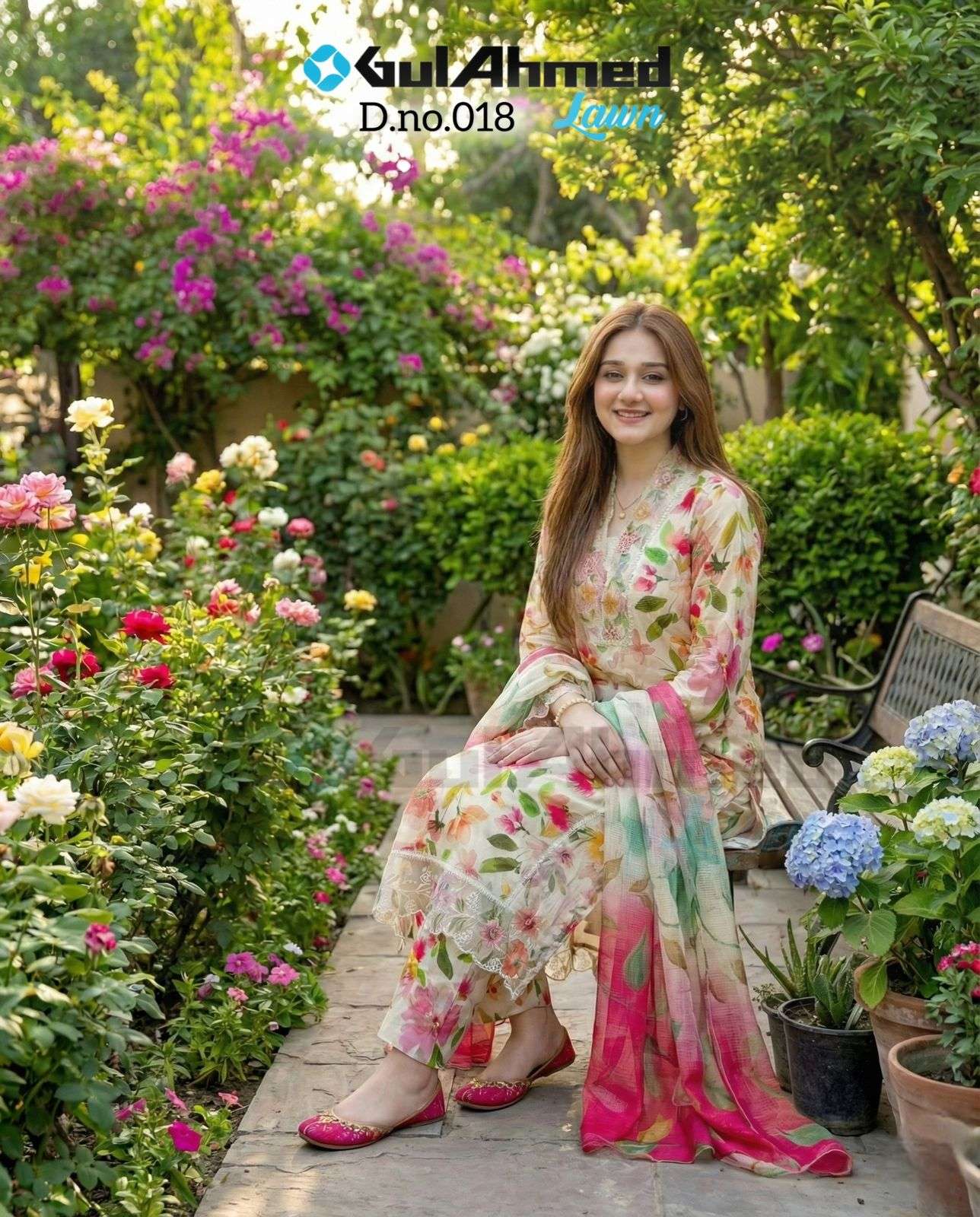 GUL AHMED HIT DESIGN 018 DIGITAL PRINT WITH DESIGNER WORK PAKISTANI STYLE LADIES SUIT