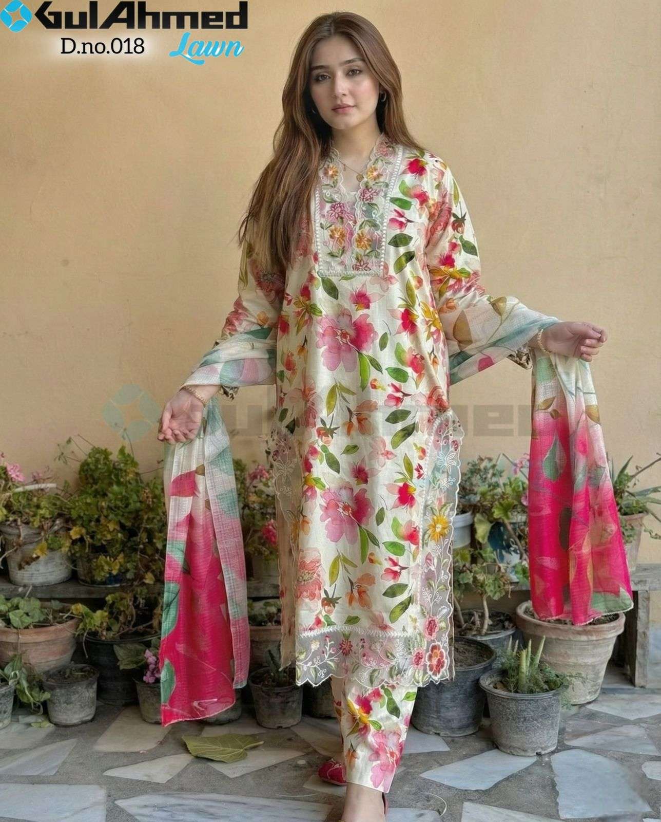 GUL AHMED HIT DESIGN 018 DIGITAL PRINT WITH DESIGNER WORK PAKISTANI STYLE LADIES SUIT