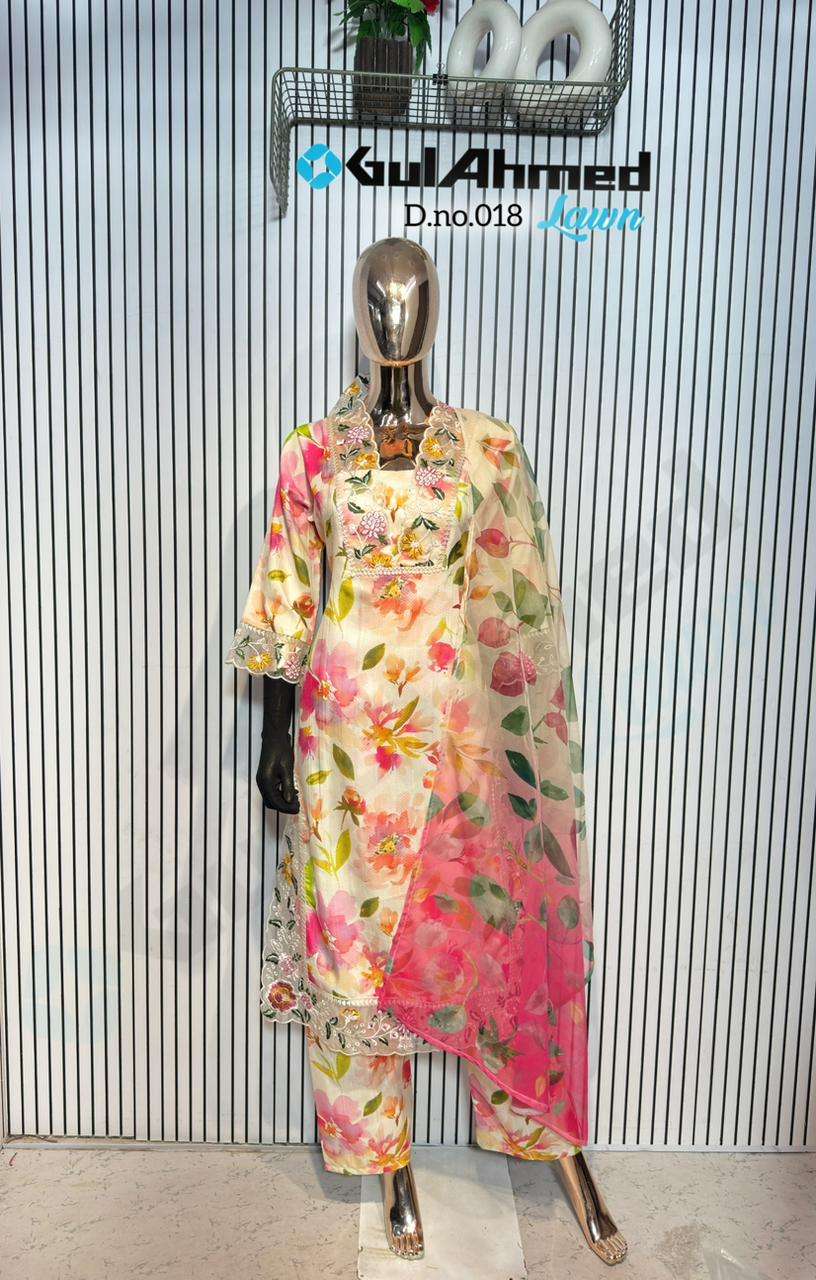 GUL AHMED HIT DESIGN 018 DIGITAL PRINT WITH DESIGNER WORK PAKISTANI STYLE LADIES SUIT