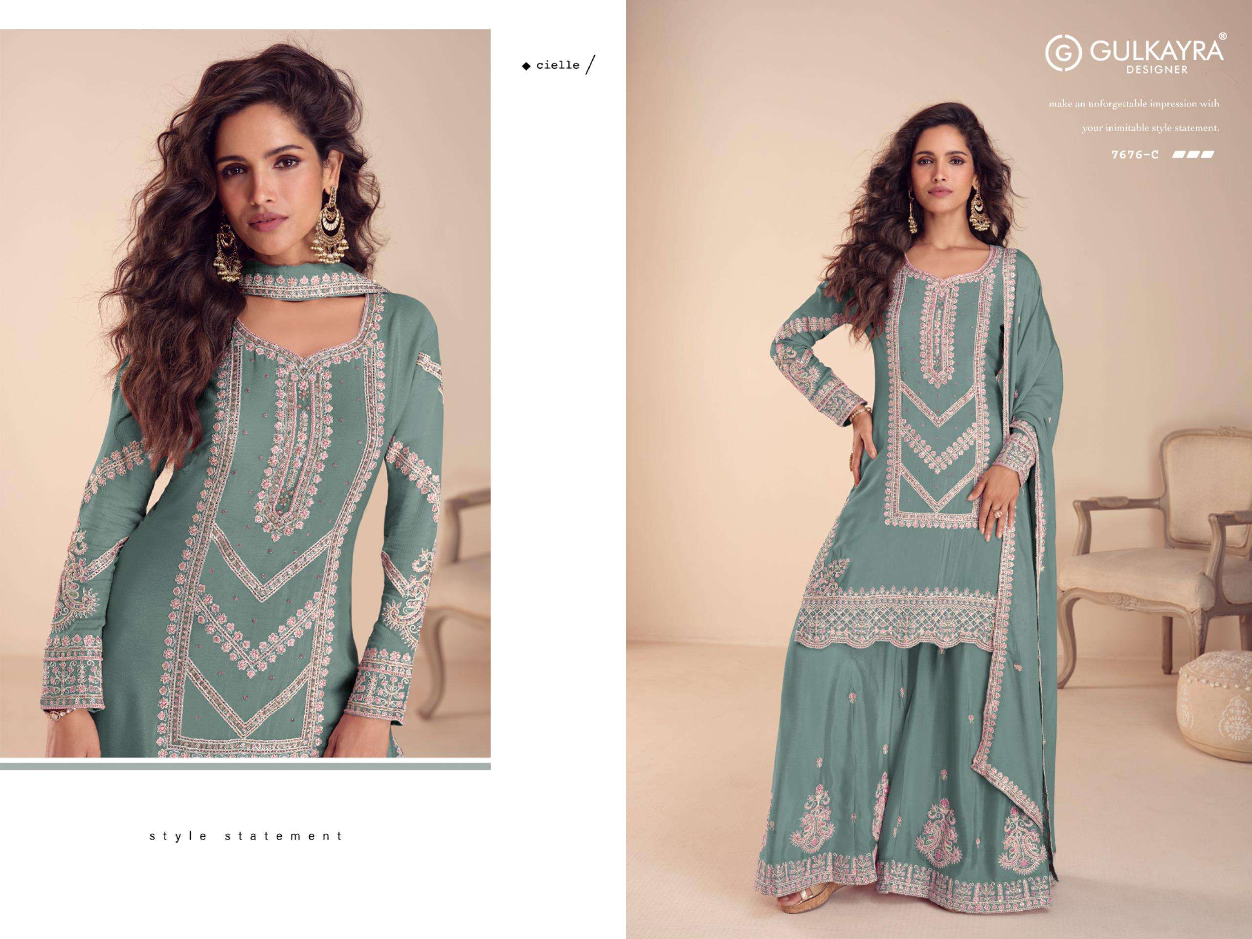 GULKAYRA DESIGNER SAACHI HEAVY EMBROIDERED DESIGNER WEDDING WEAR LADIES SUIT