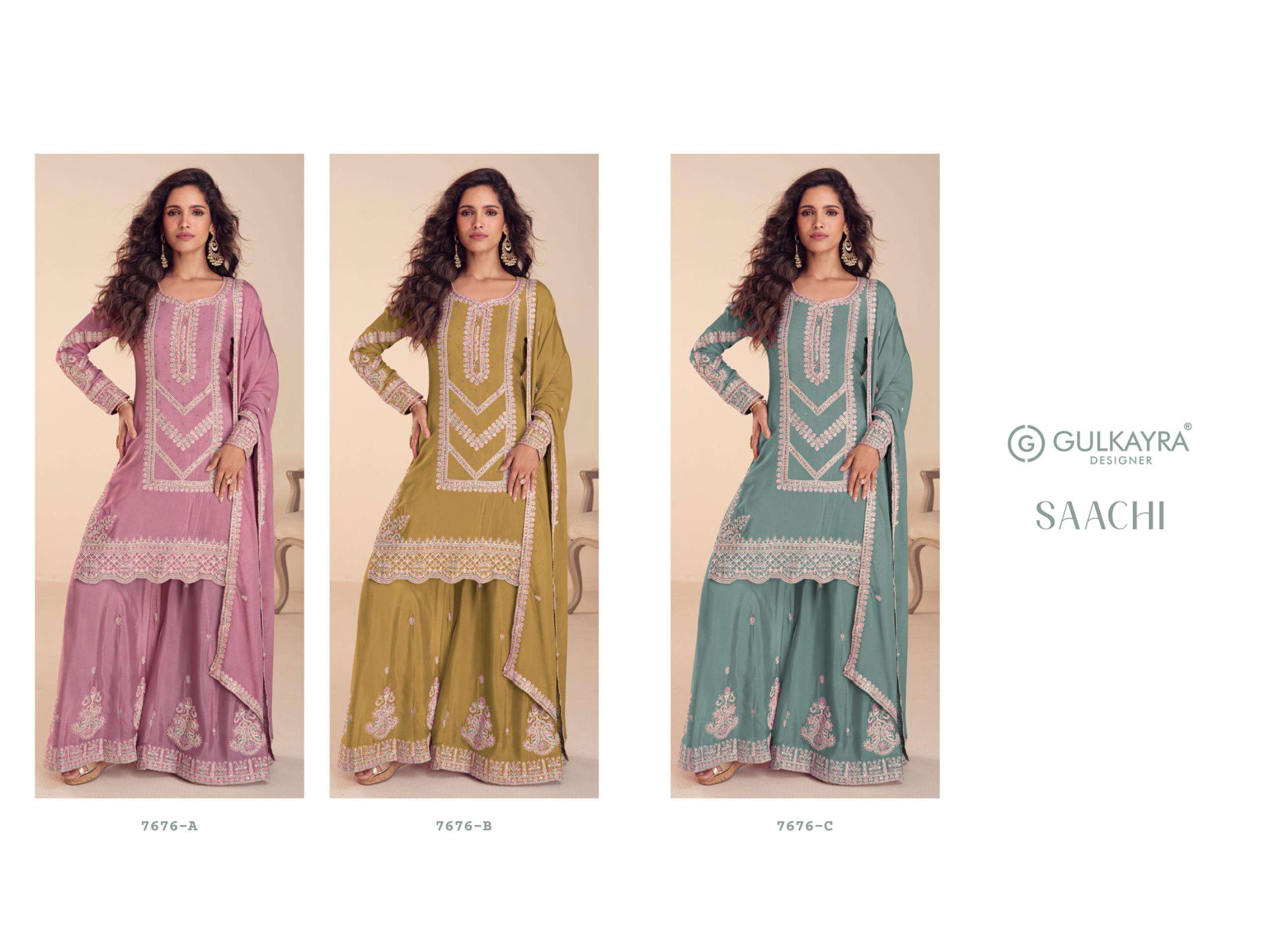 GULKAYRA DESIGNER SAACHI HEAVY EMBROIDERED DESIGNER WEDDING WEAR LADIES SUIT