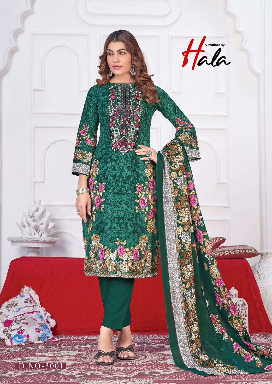 HALA AAYAT VOL 3 COTTON DIGITAL STYLE PRINT WITH FANCY EMBROIDERY WORK SUIT