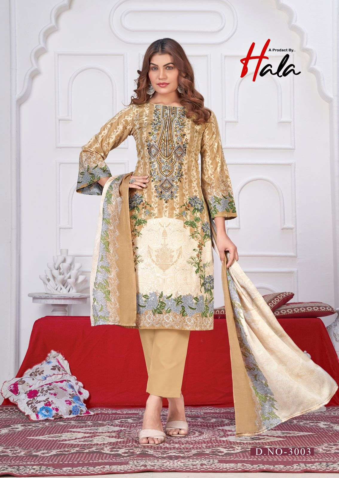 HALA AAYAT VOL 3 COTTON DIGITAL STYLE PRINT WITH FANCY EMBROIDERY WORK SUIT
